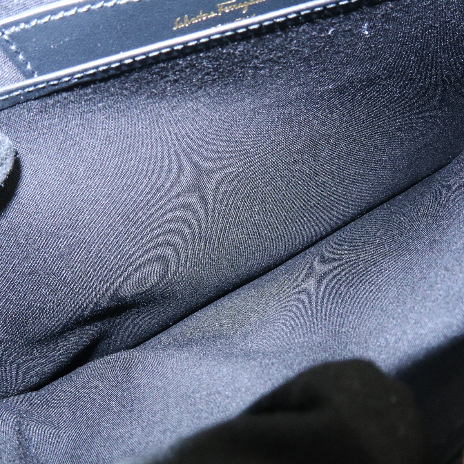 Ferragamo Gancini Leather Clutch Bag Pouch Cosmetic Bag Black