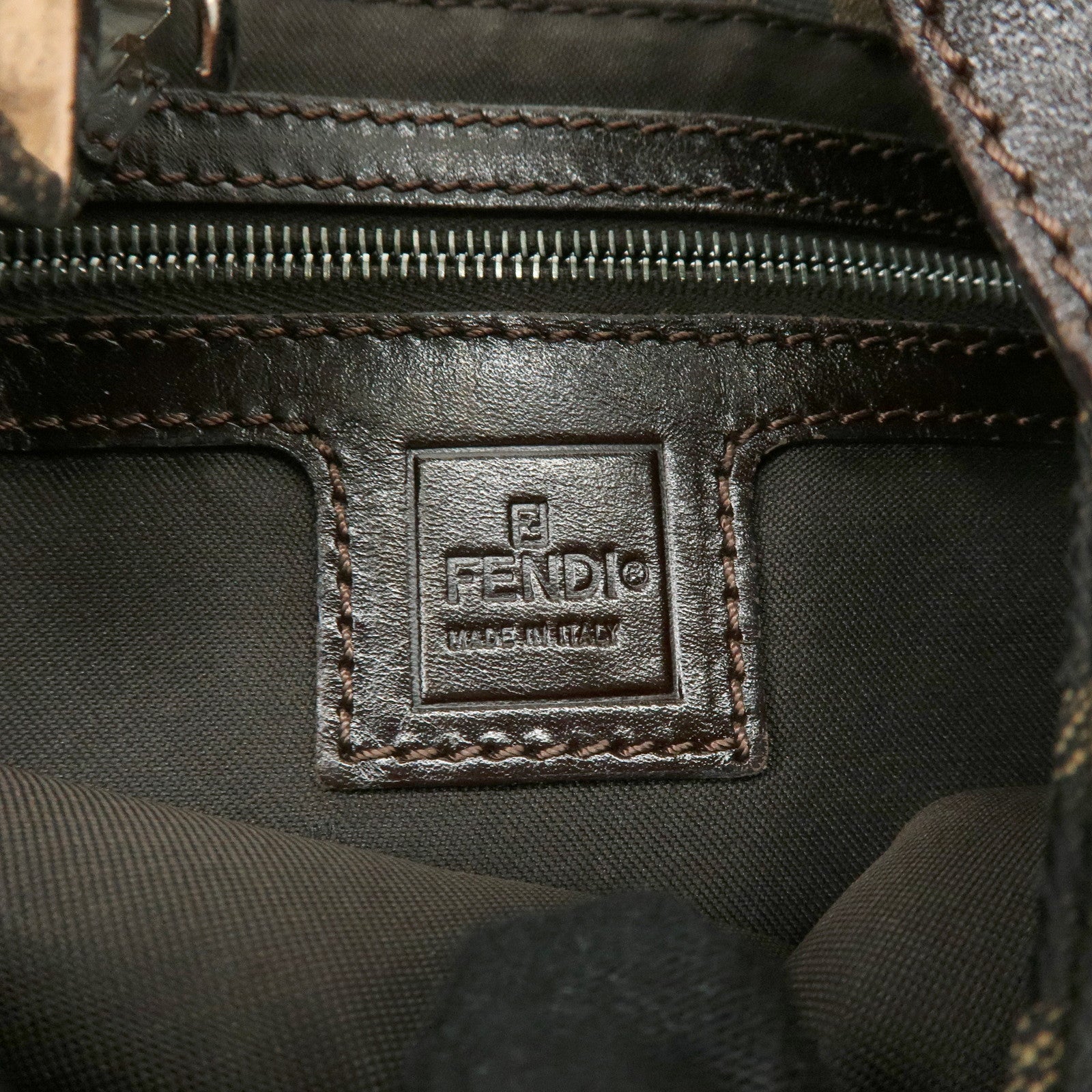 FENDI Zucca Canvas Shoulder Bag Hand Bag Brown Black 265690