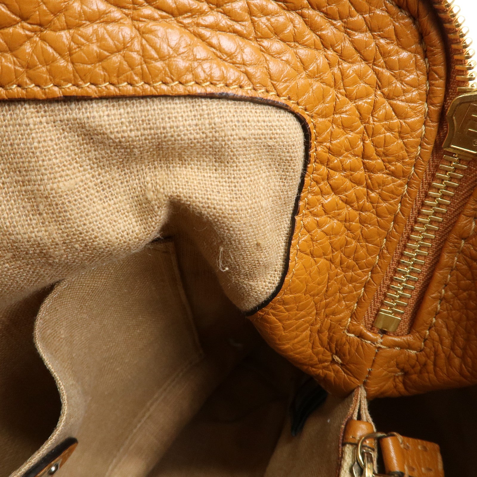 FENDI Chameleon Selleria Leather Tote Bag Shoulder Bag Brown 8BN232