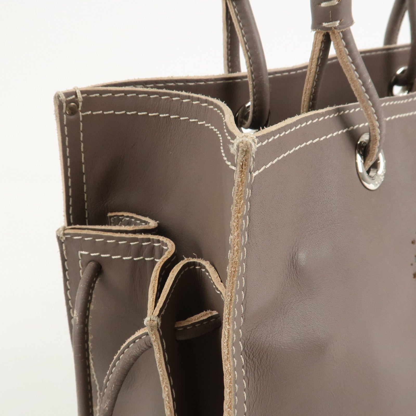 LOEWE Anagram Leather Shopper Tote Bag Shoulder Bag Brown