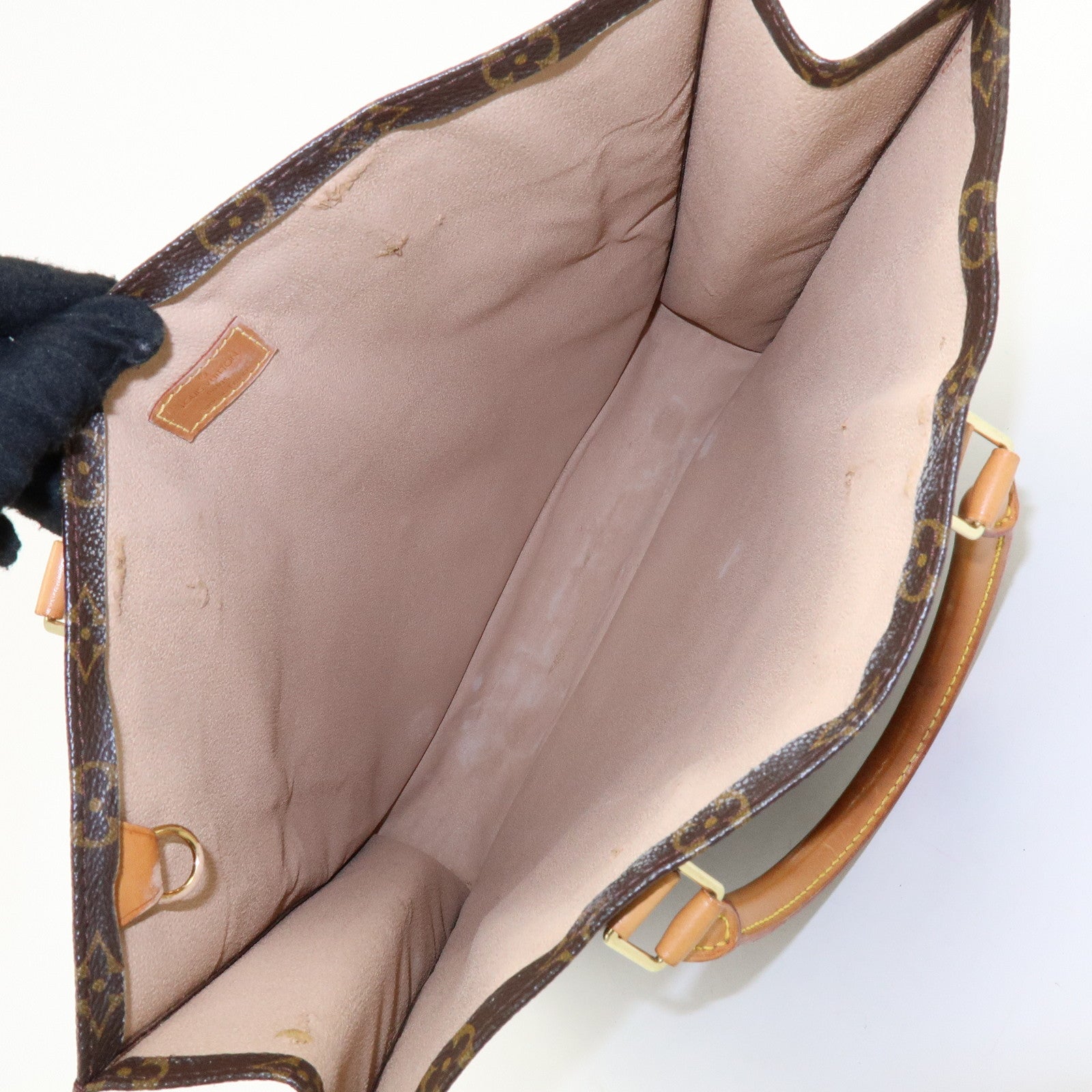Louis Vuitton Monogram Sac Plat Tote Bag Hand Bag Brown M51140