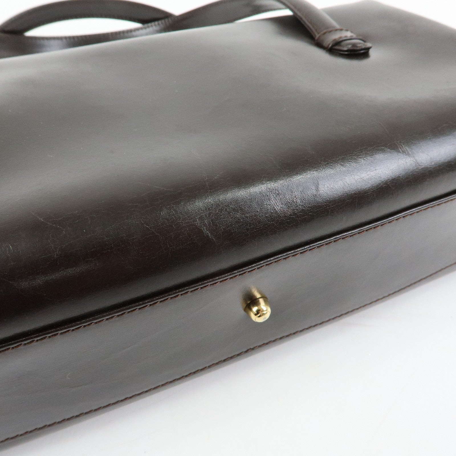GUCCI Leather Hand Bag Dark Brown 000・1448・0539
