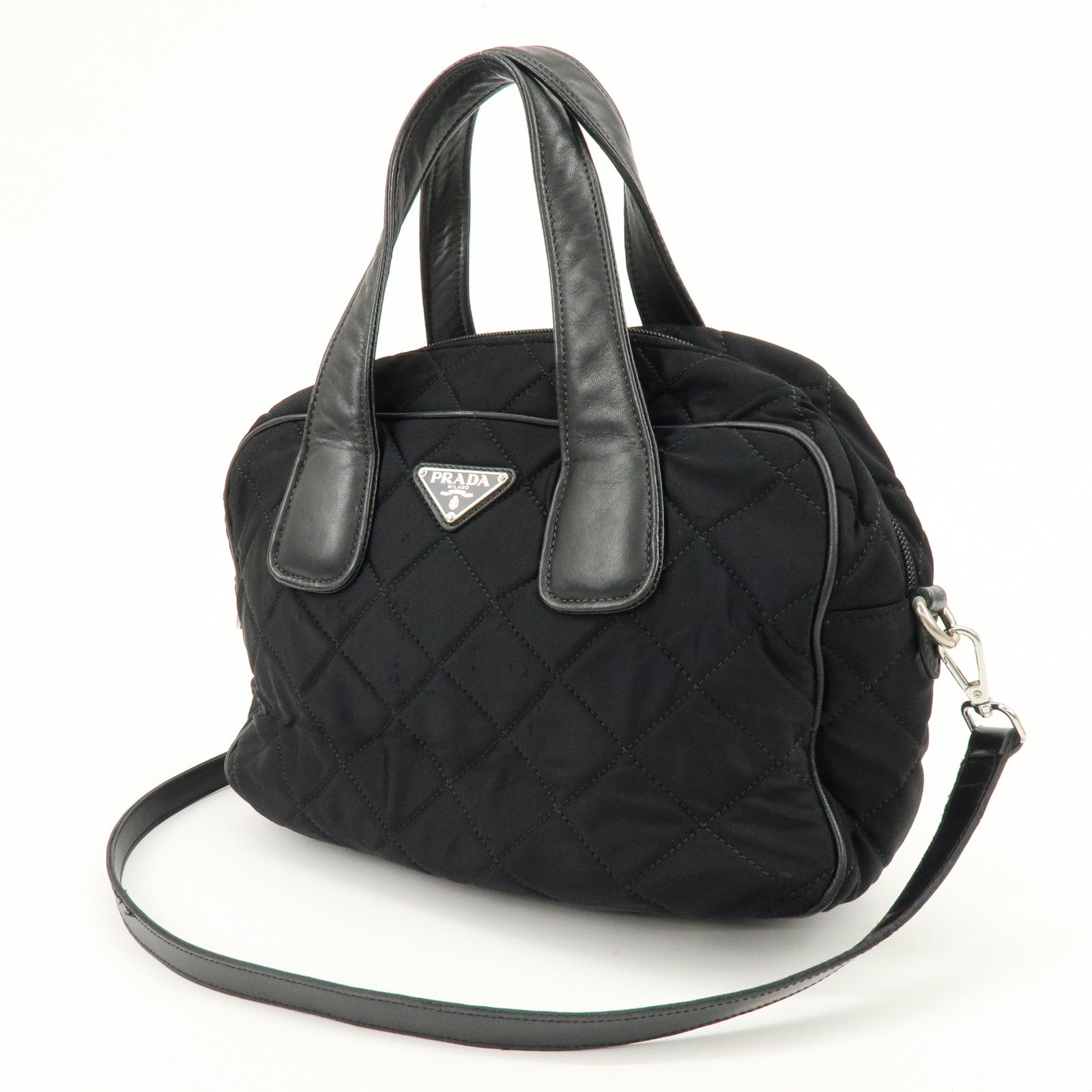 PRADA Tessuto Nylon Leather 2Way Bag Hand Bag Shoulder Bag Black