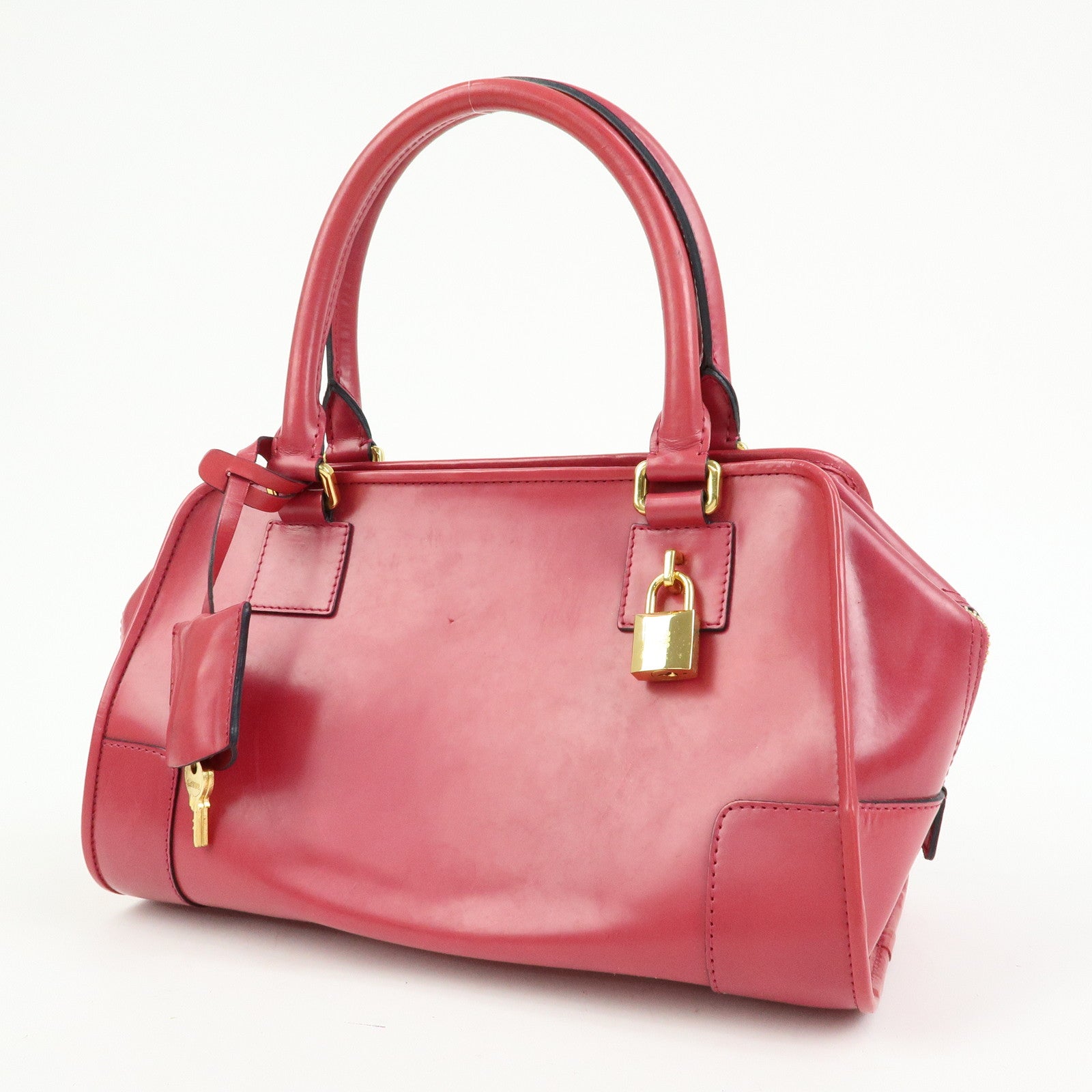 LOEWE Anagram Leather Amazona 28 Hand Bag Boston Bag Pink
