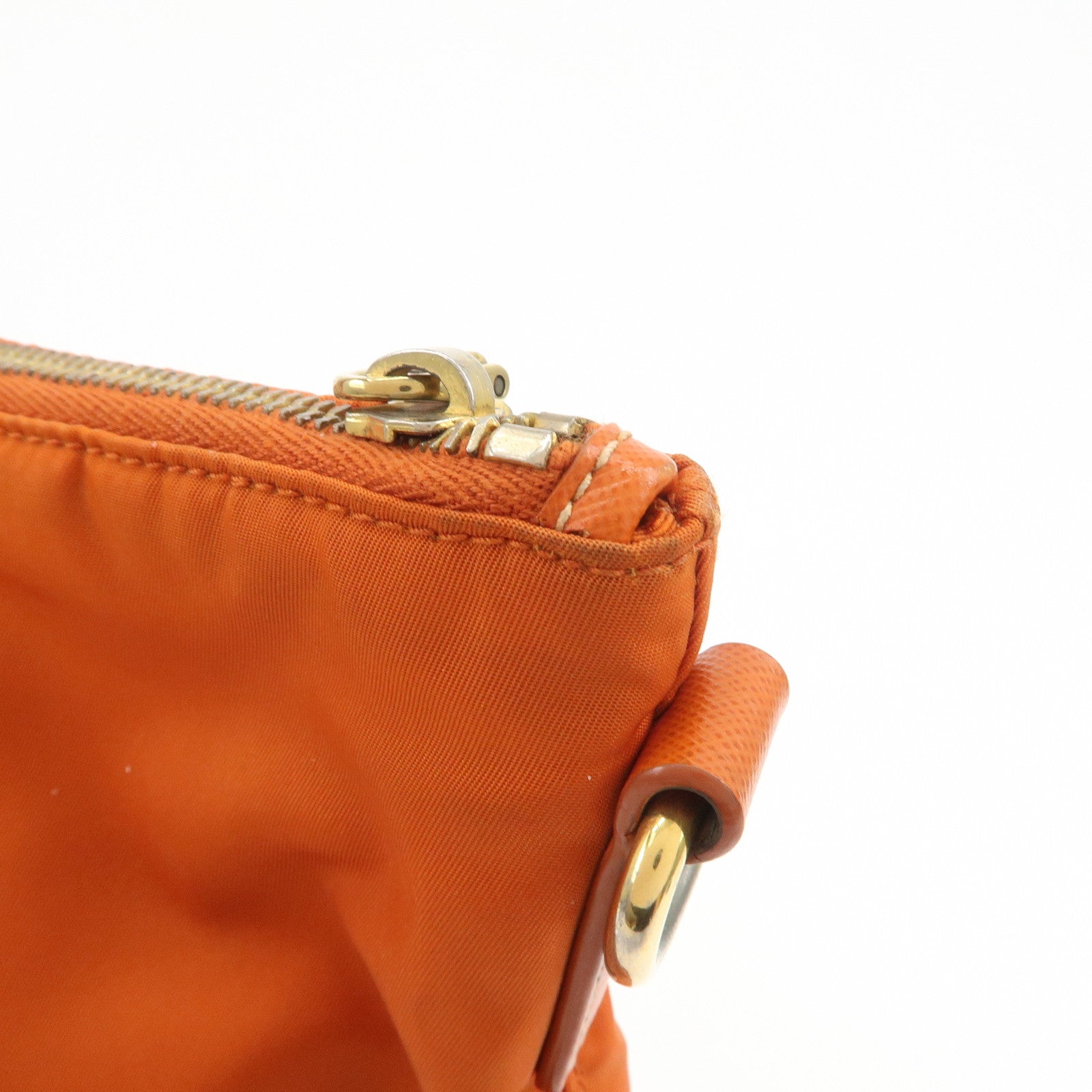 PRADA Nylon Saffiano Leather Tote Bag Hand Bag Orange