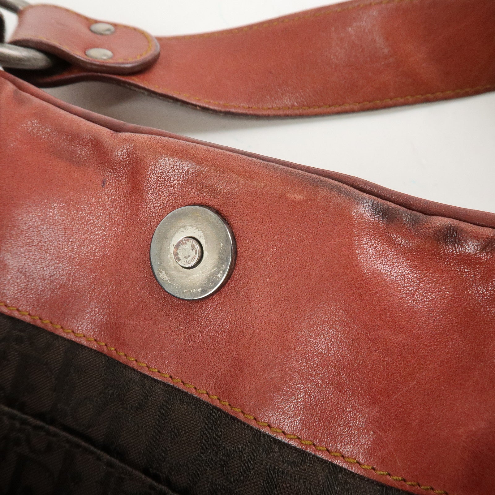 Christian Dior Gaucho Leather Saddle Bag Shoulder Bag Red Brown Used