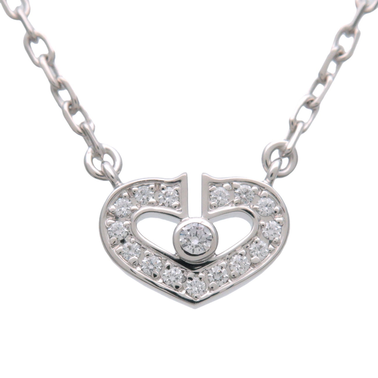 Cartier C Heart Diamond Necklace K18 750WG White Gold