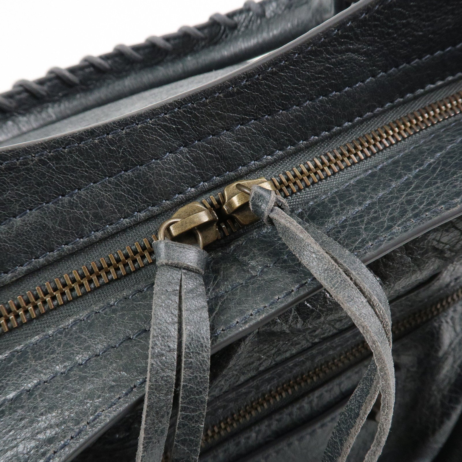 BALENCIAGA The City Leather 2Way Hand Bag Dark Gray 115748 Used