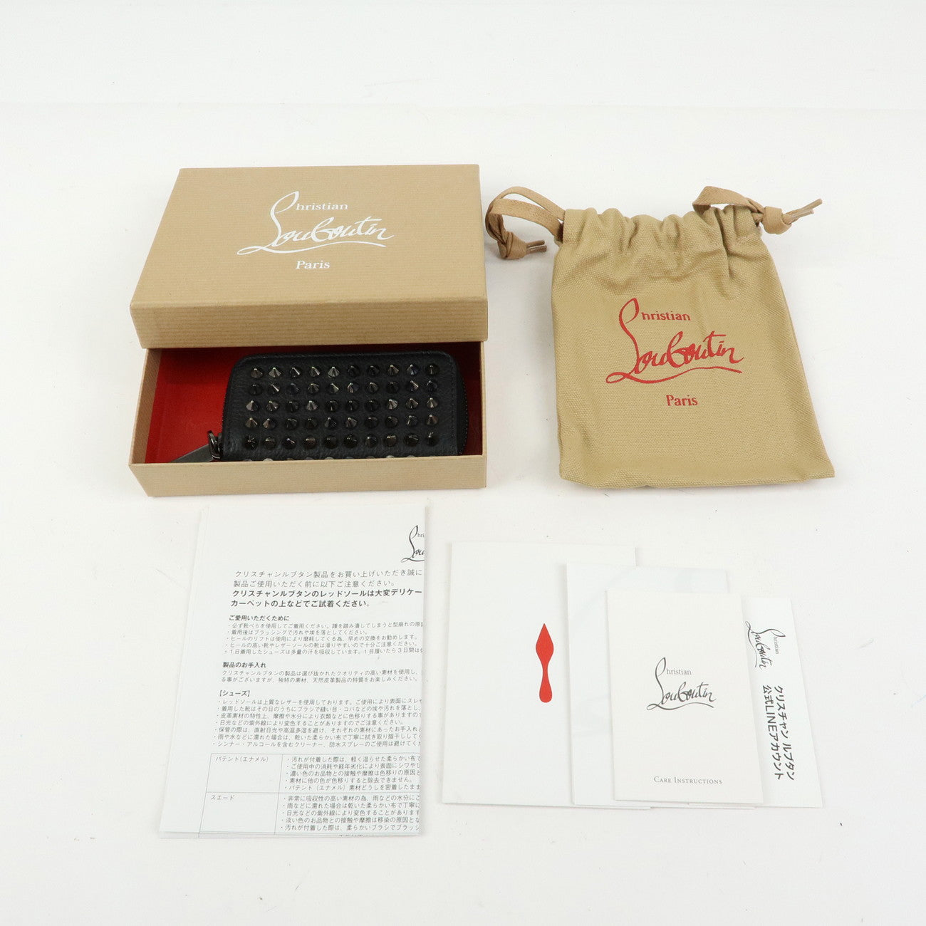 Christian Louboutin Leather Panettone Studs Key Case Black