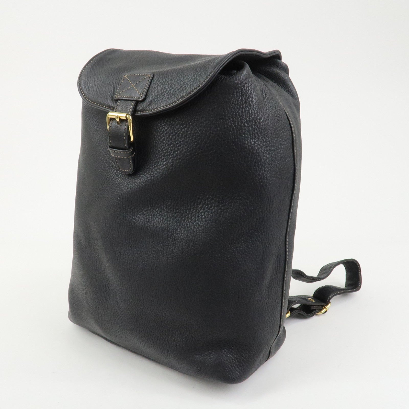 FENDI Logo Leather Backpack Rucksack Black 26063