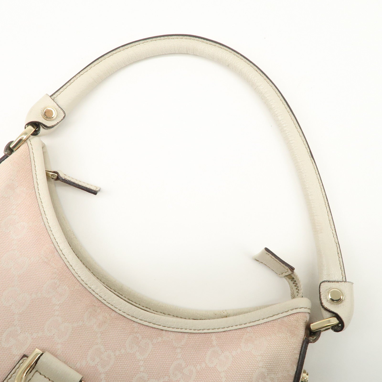 GUCCI Abbey GG Canvas Leather Shoulder Bag Ivory Pink 130738 Used