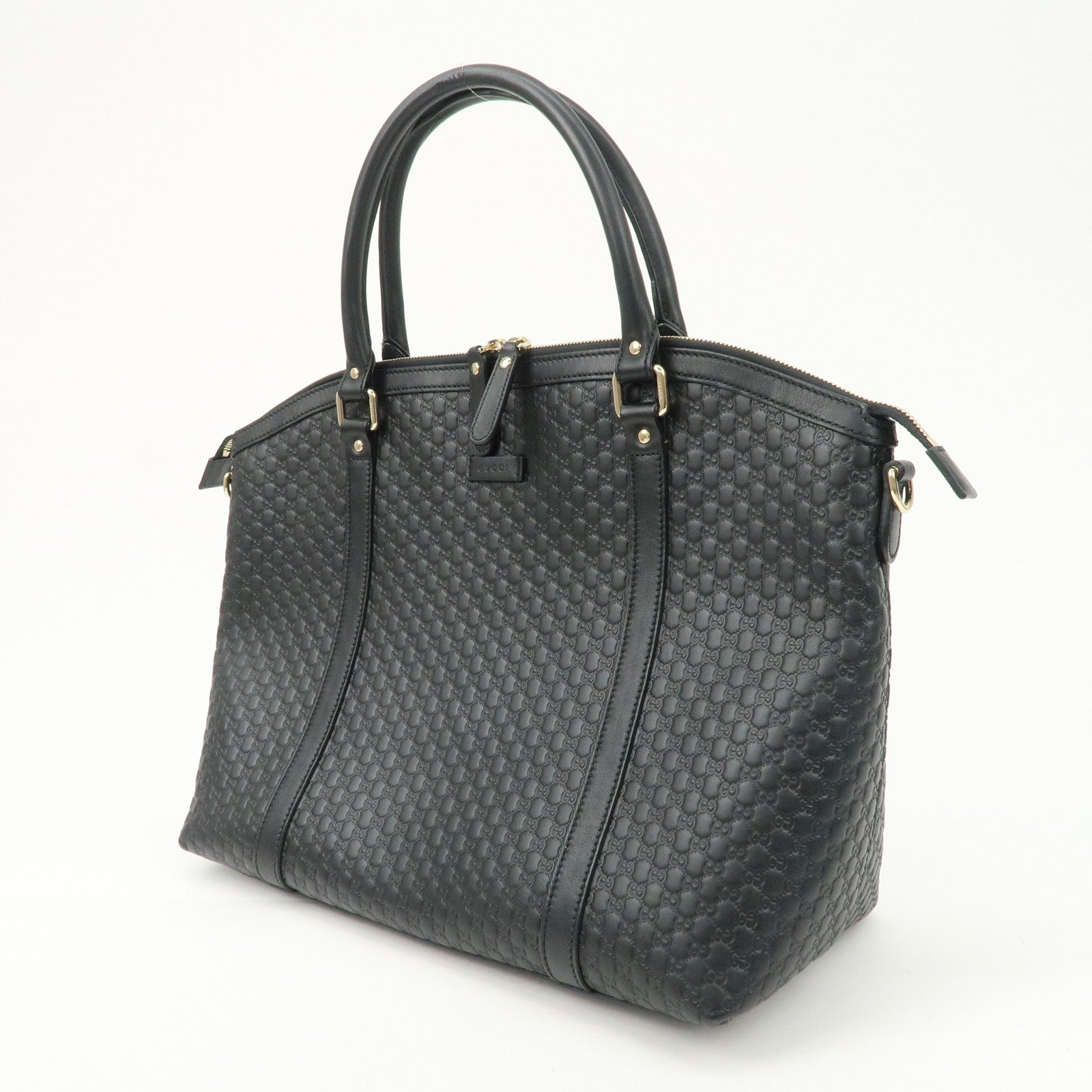 GUCCI Micro Guccissima Leather 2Way Bag Shoulder Bag Black 449658 Used