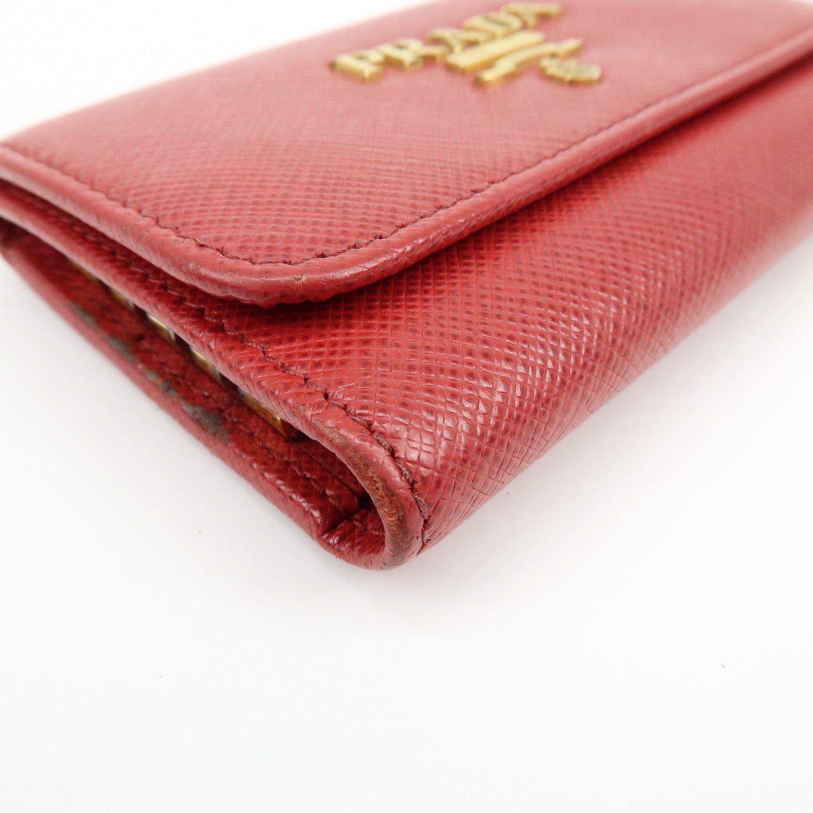 PRADA Set of 2 Saffiano Leather Key Case Red 1PG004/1PG222