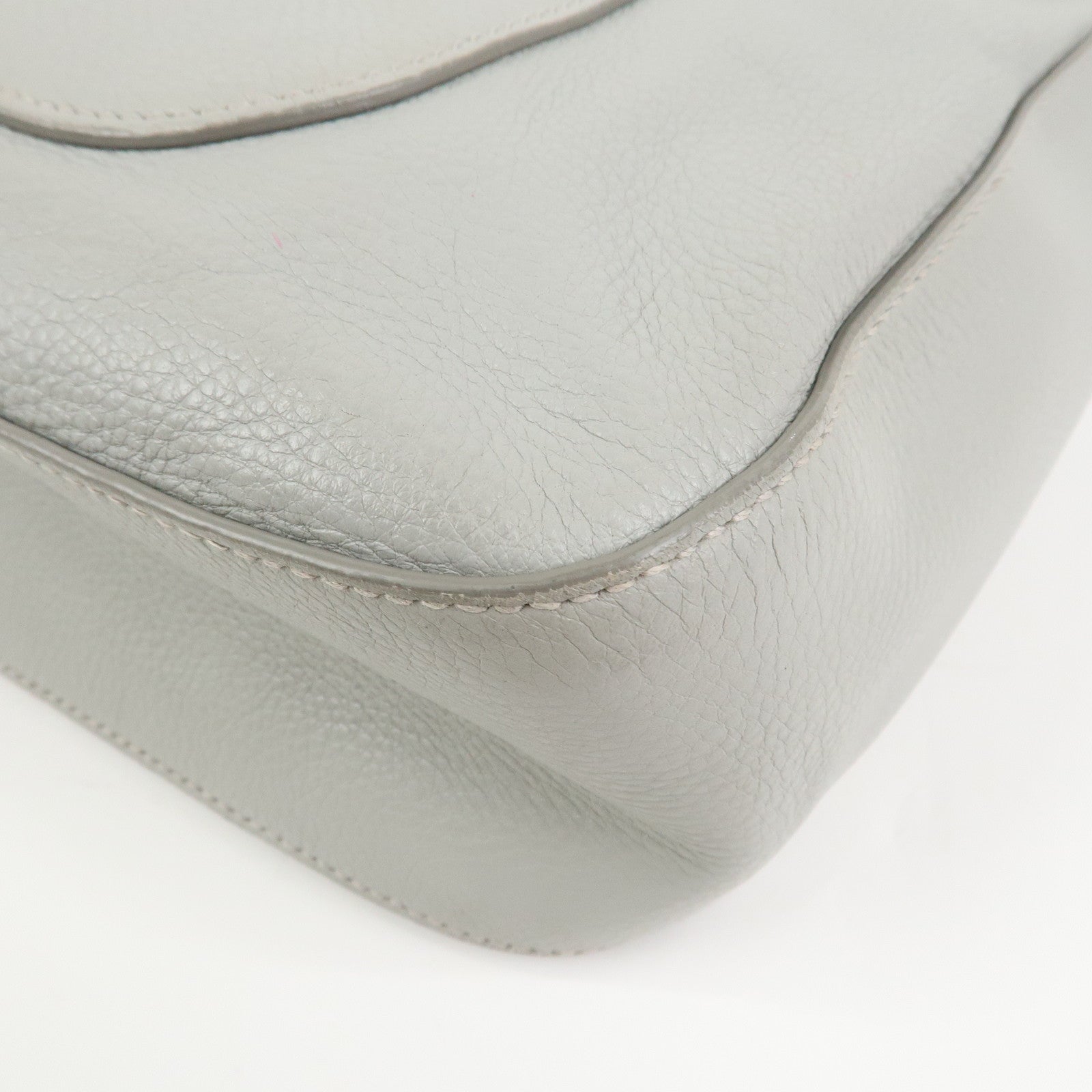 PRADA Logo Leather Shoulder Bag Hand Bag Gray 1BC013