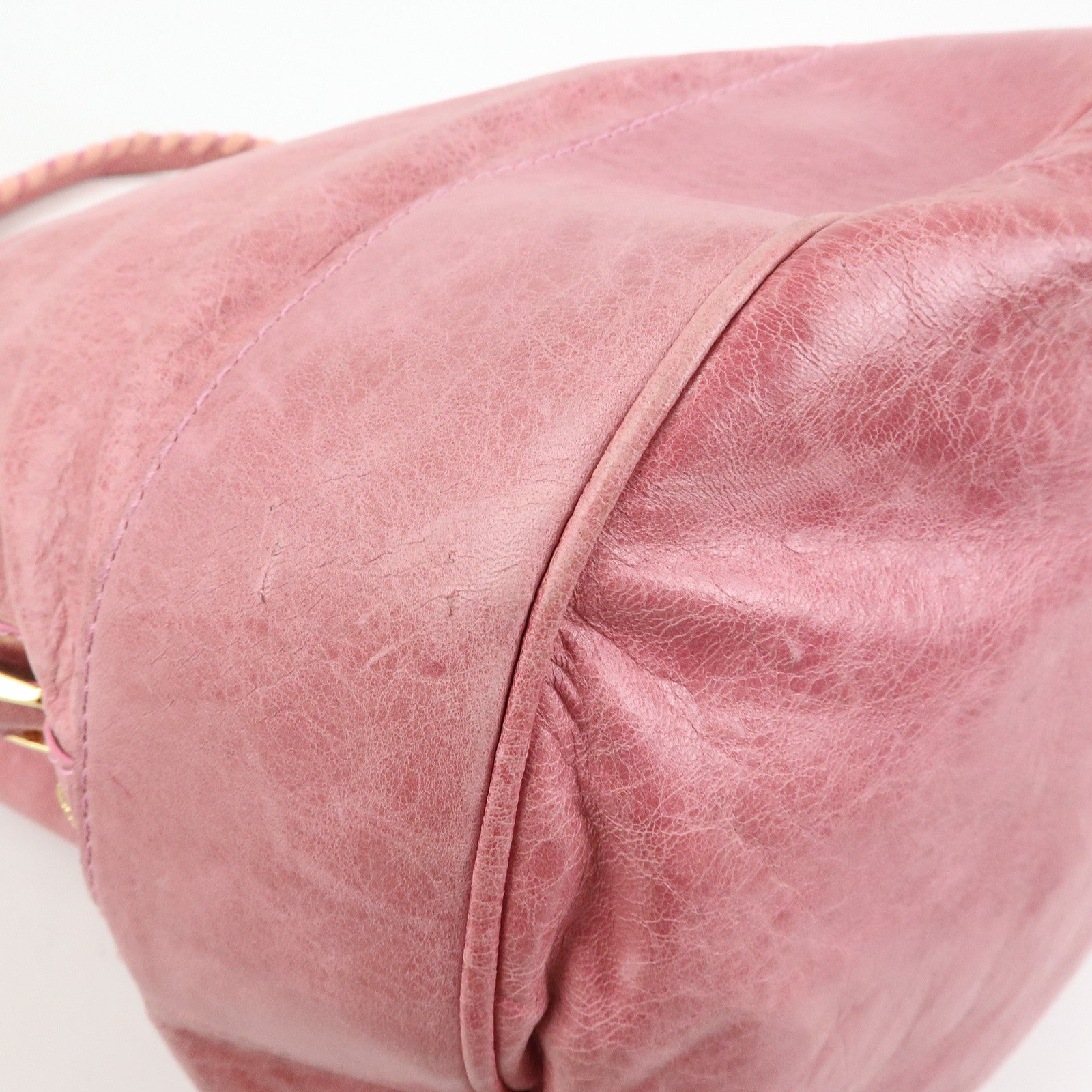 BALENCIAGA Giant 21 Bucket Bag Leather Shoulder Bag Pink 192913