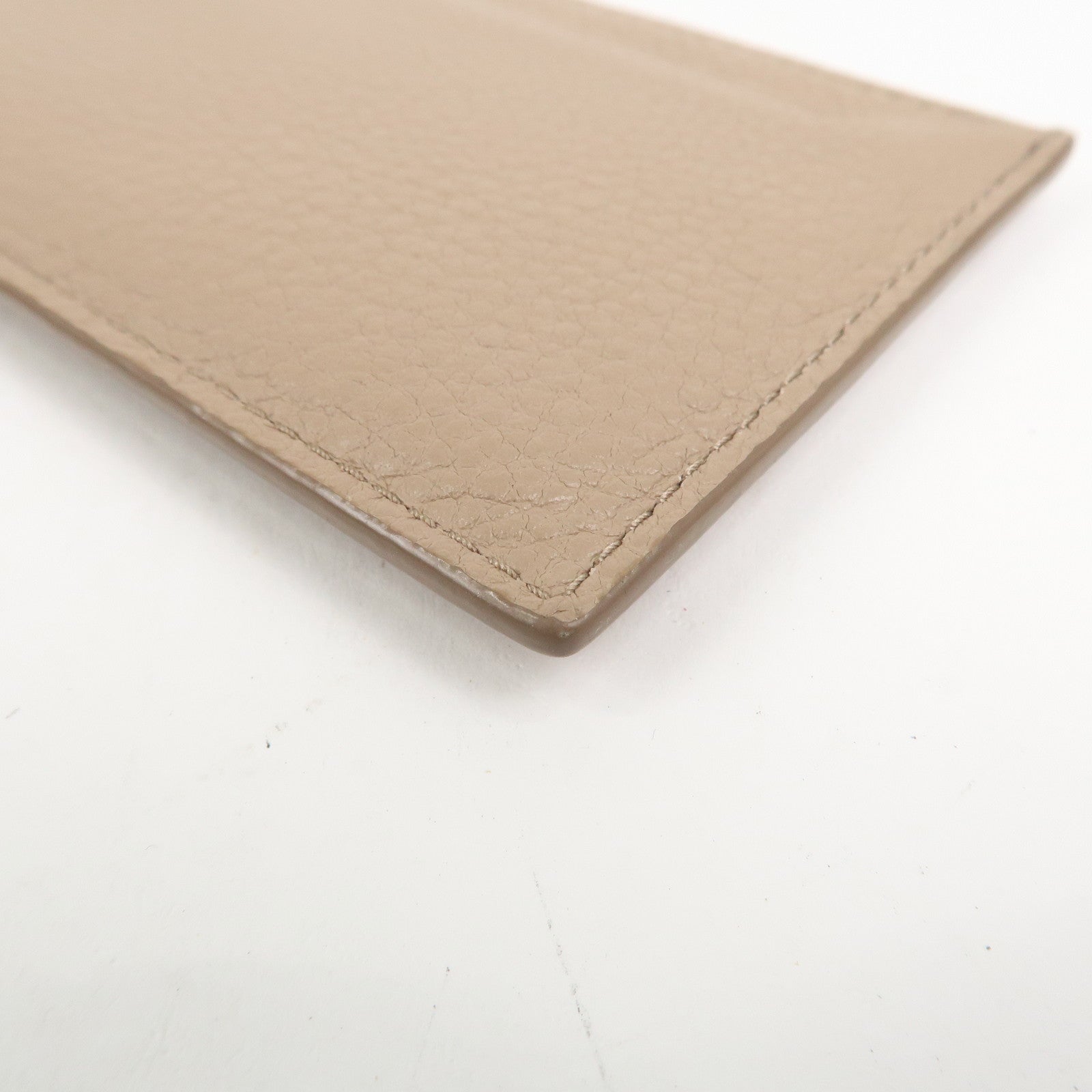 PRADA Leather Card Case Card Holder Beige 1MC208