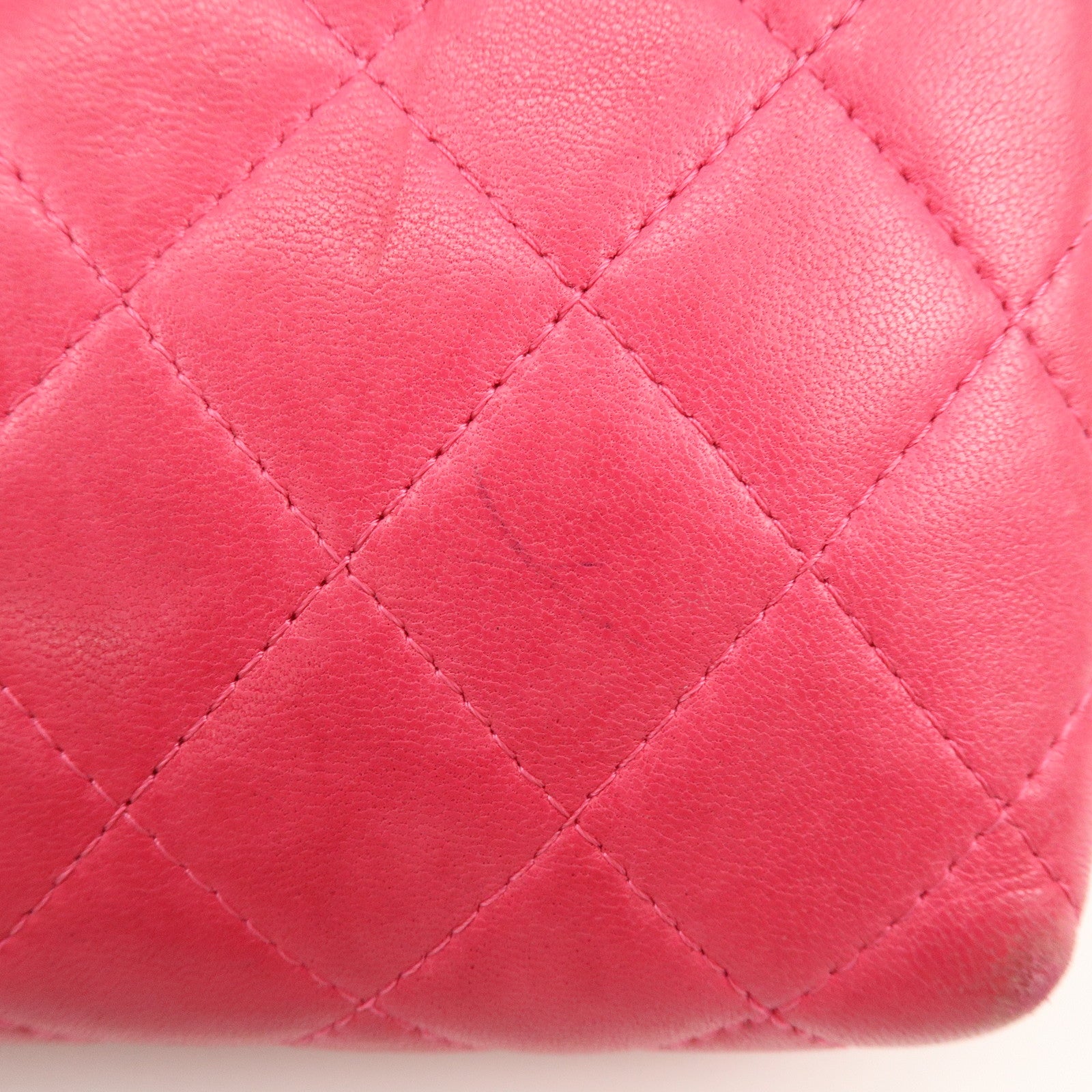 CHANEL Matelasse COCO Mark Lamb Skin Cosmetic Accessory Pouch Pink