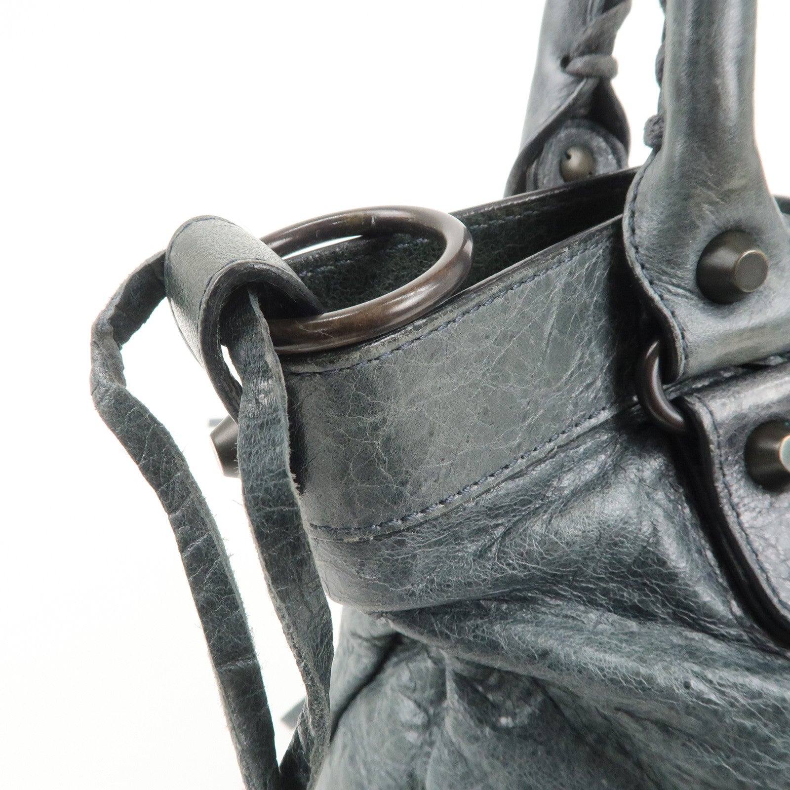 BALENCIAGA The First Leather 2Way Bag Shoulder Bag Gray 103208 Used