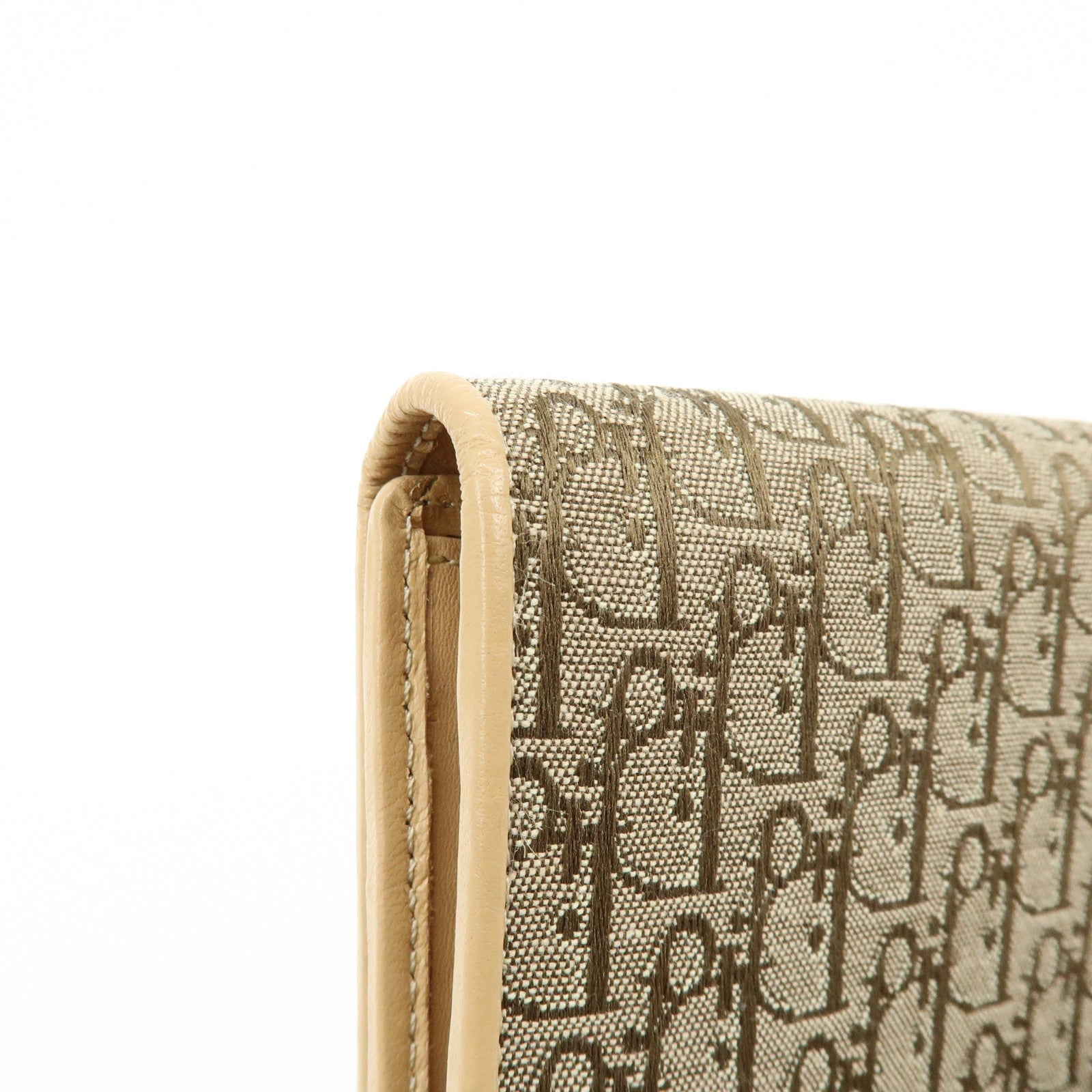 Christian Dior Trotter Jaquard Canvas Leather Long Wallet Brown