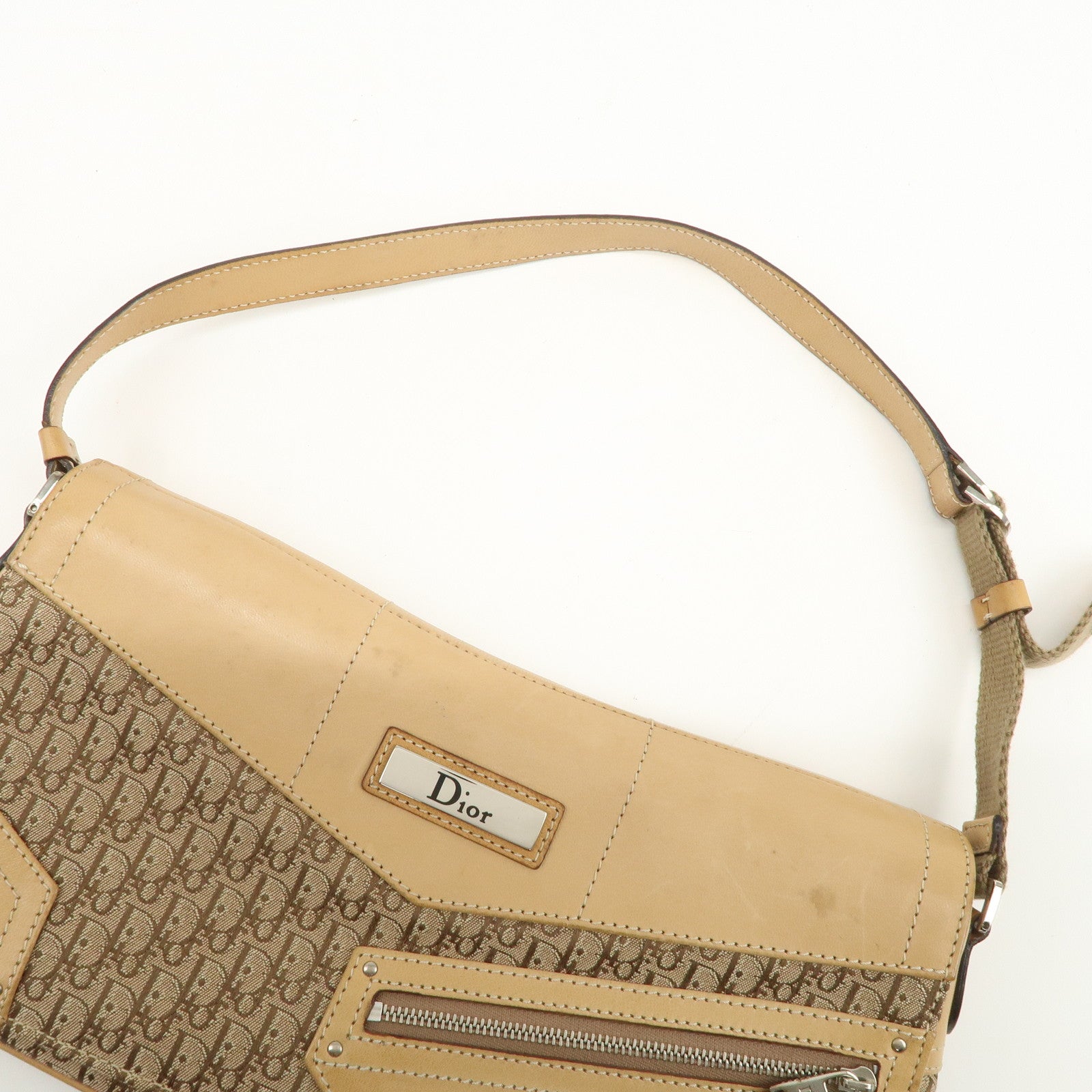 Christian Dior Trotter Street Chic Canvas Leather Shoulder Bag