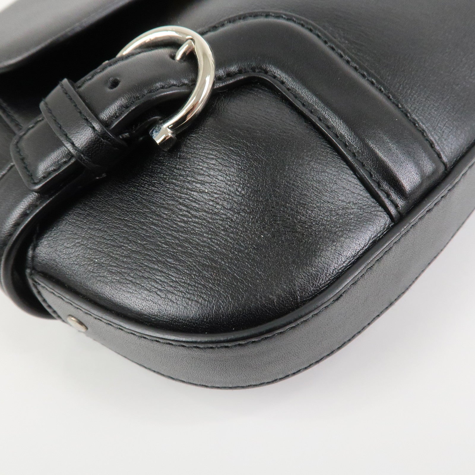 Ferragamo Gancini Leather Shoulder Bag Hand Bag Black AQ-21 4935