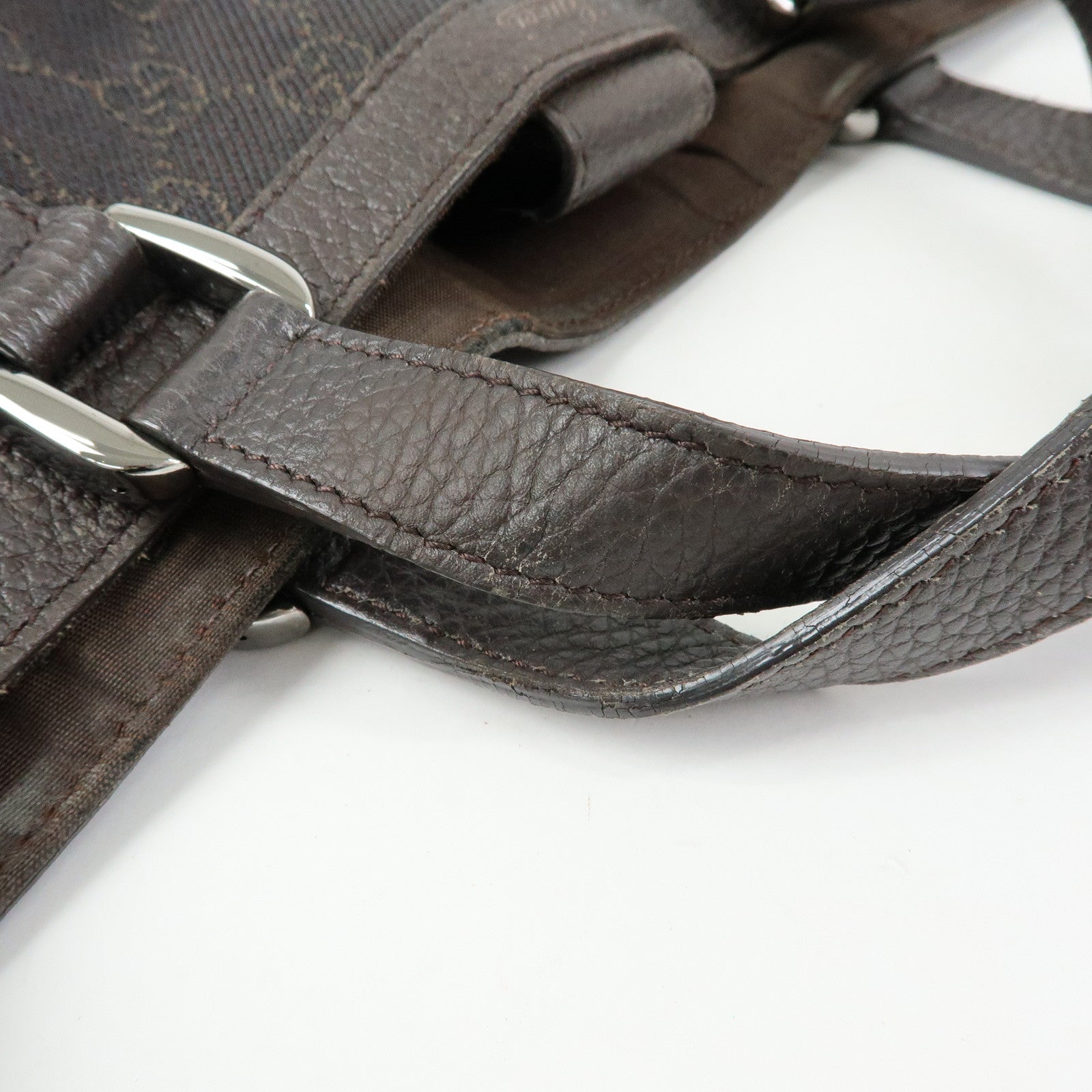 GUCCI GG Denim Leather 2Way Bag Shoulder Bag Dark Brown 268641