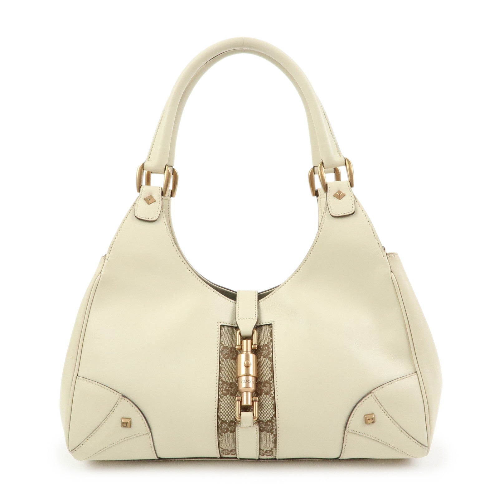 GUCCI New Jackie GG Canvas Leather Shoulder Bag Hand Bag 124407