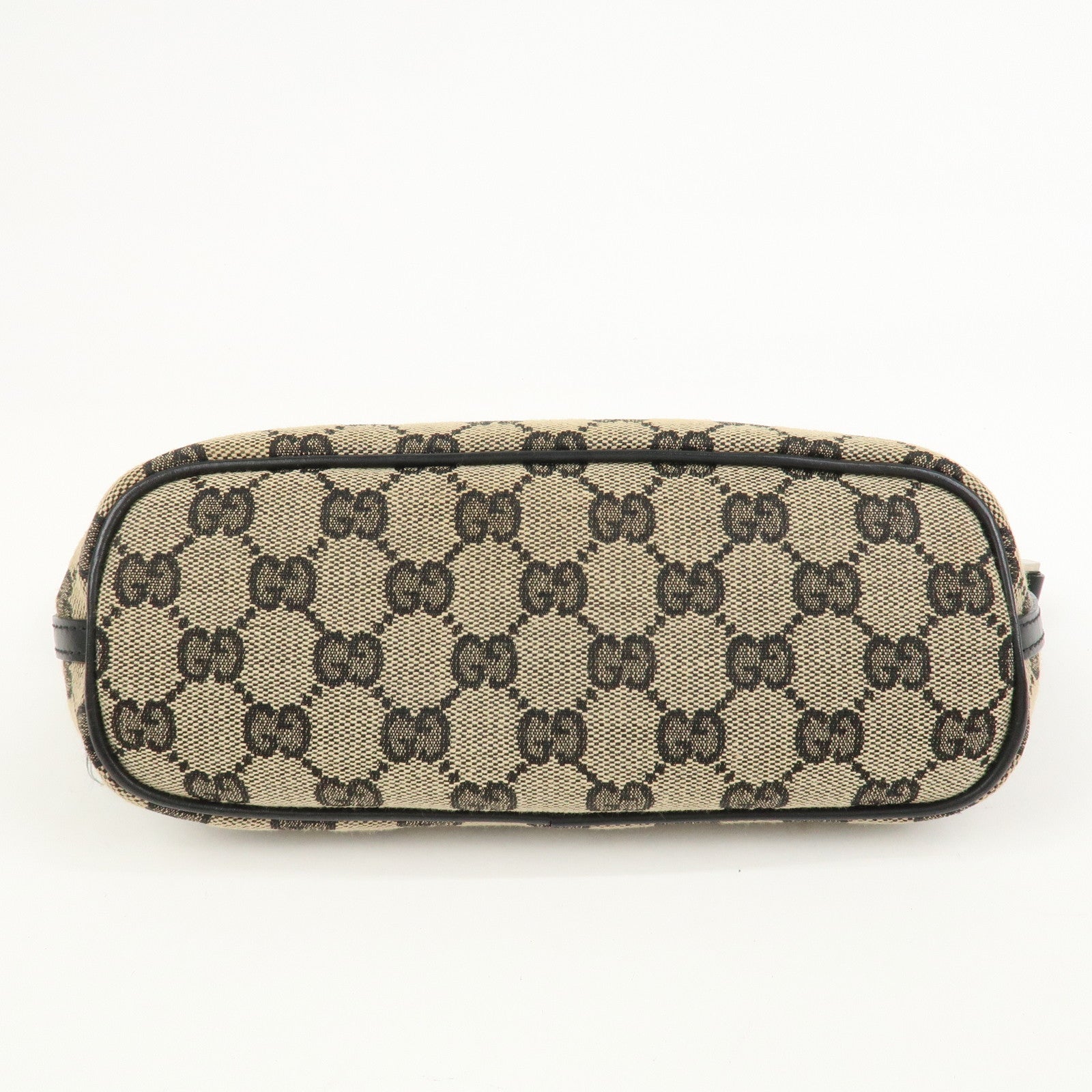 GUCCI Boat Bag GG Monogram Canvas Pouch Hand Bag Beige 039.1103