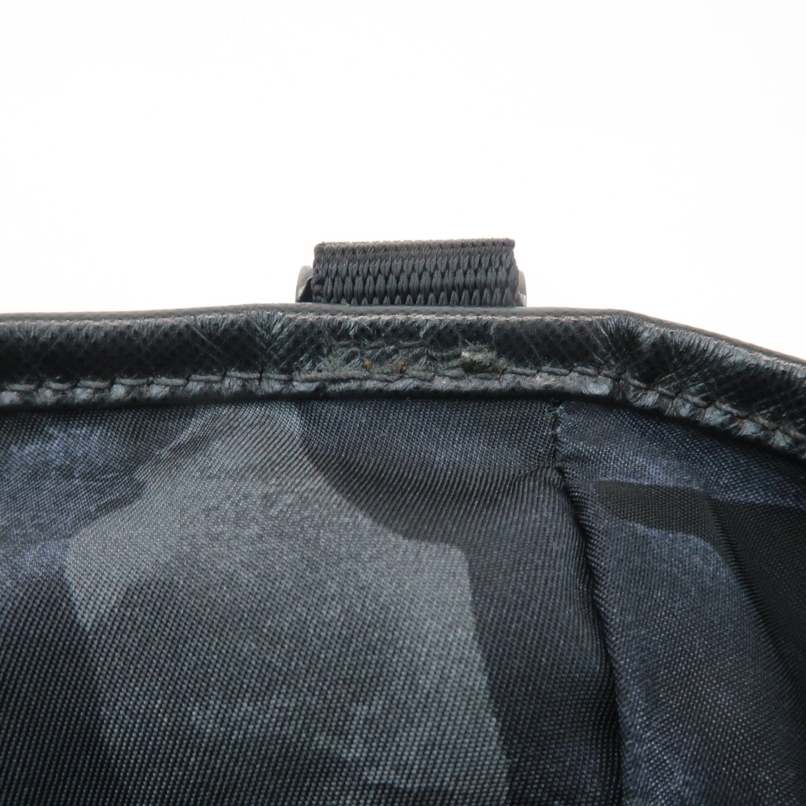 PRADA Triangle Logo Nylon Camouflage Shoulder Bag Black Gray Navy Used