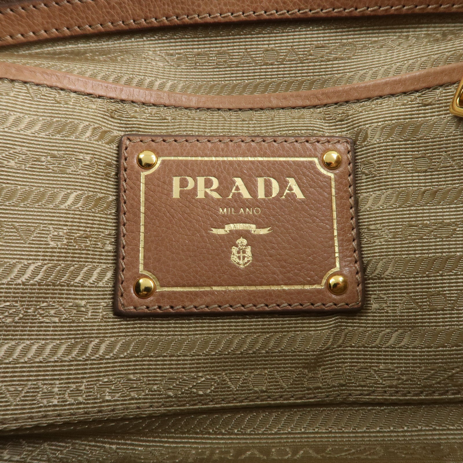 PRADA Ribbon Leather 2WAY Bag Hand Bag Shoulder Bag Brown BN2245