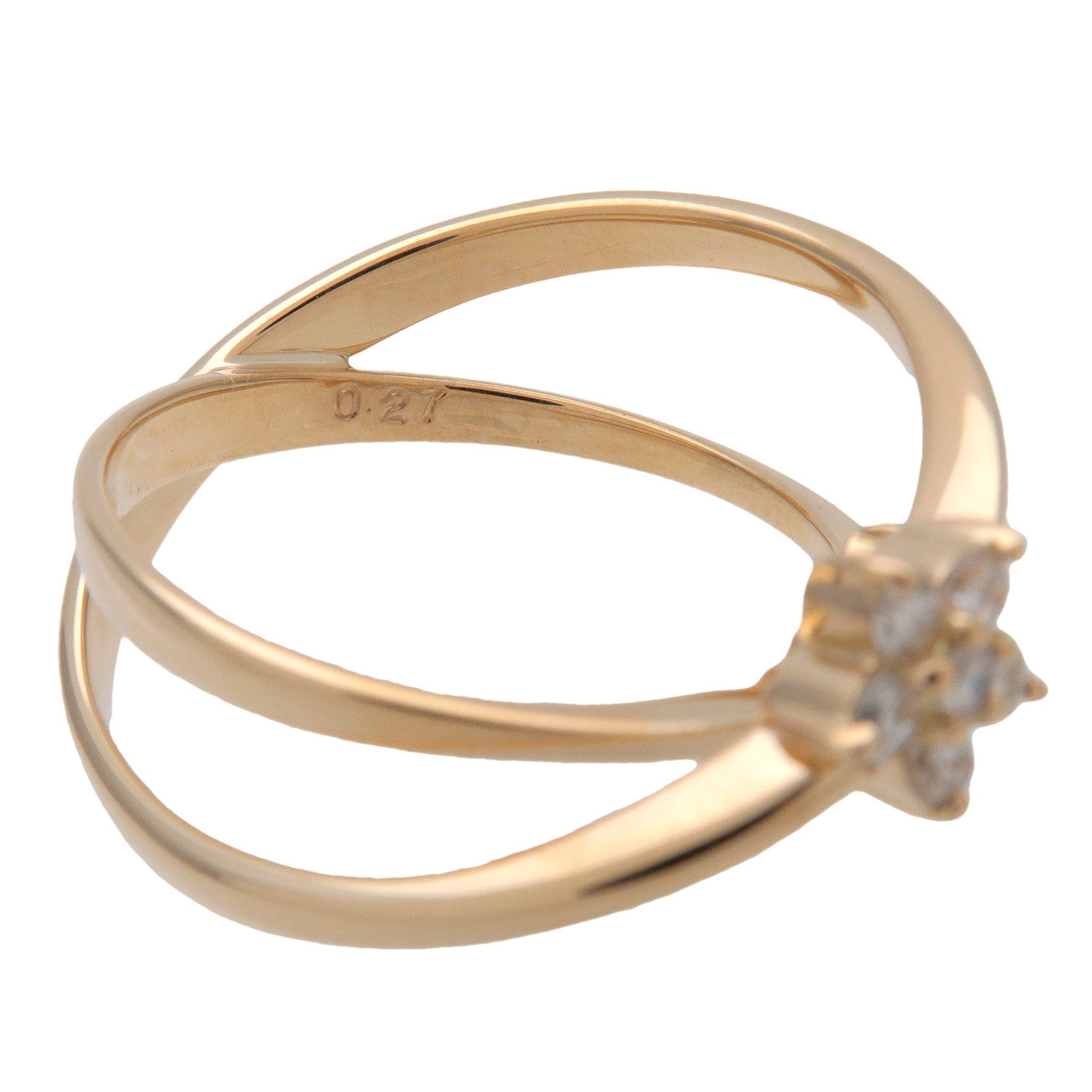 Ponte Vecchio Flower Motif Diamond Ring 0.27ct K18 750YG US5.5 EU51