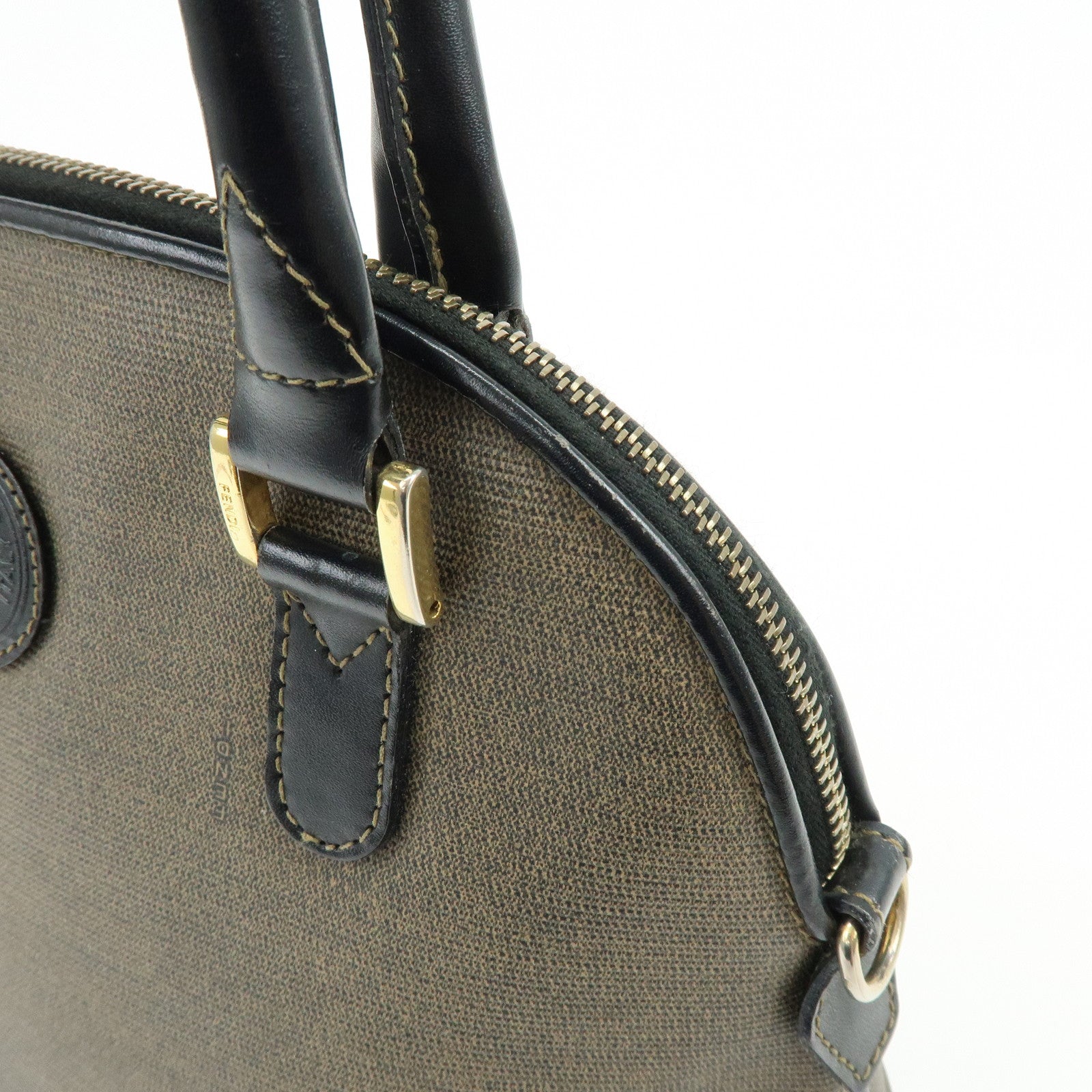 FENDI Leather 2Way Bag Hand Bag Shoulder Bag Crossbody Bag Brown
