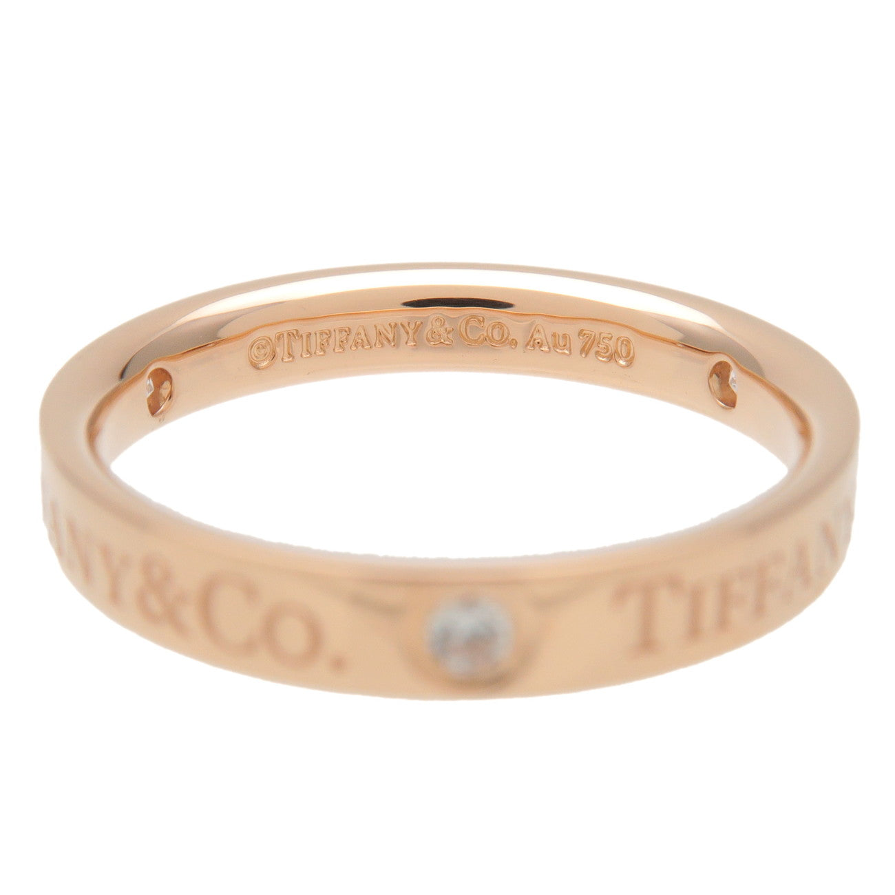 Tiffany & Co Flat Band Ring 3P Diamond 750PG Rose Gold US5 EU49 Used