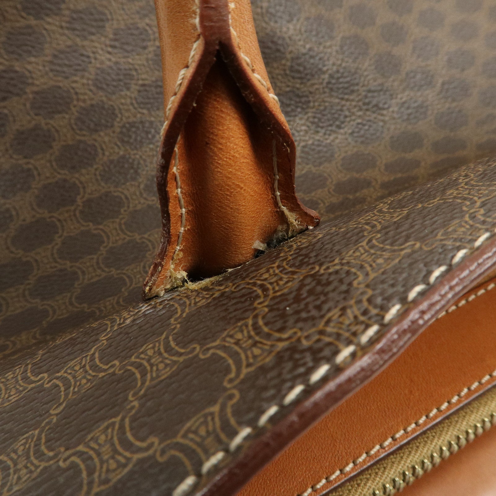 CELINE Macadam PVC Leather Tote Bag Hand Bag Brown