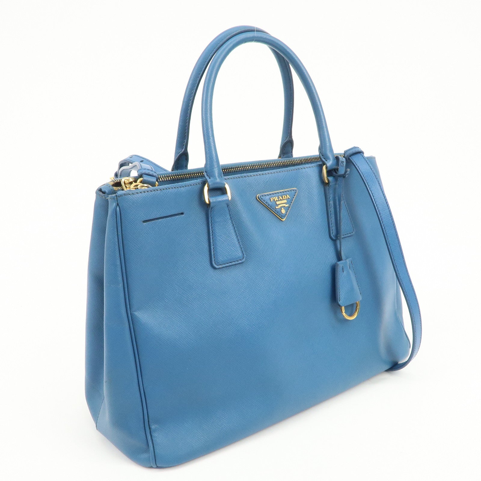 PRADA Galleria Saffiano Leather 2Way Bag Hand Bag Blue BN2274