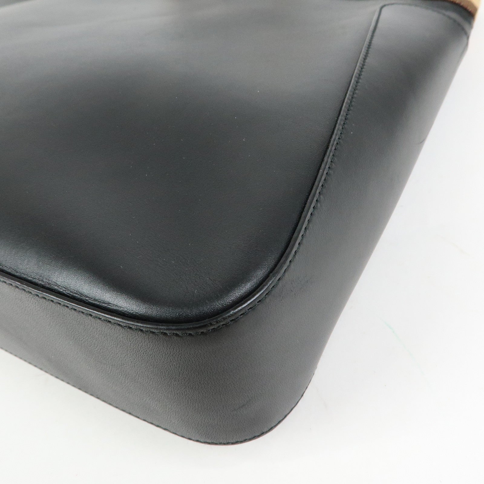 GUCCI Sherry Leather Tote Bag Hand Bag Black Brown 002.1134