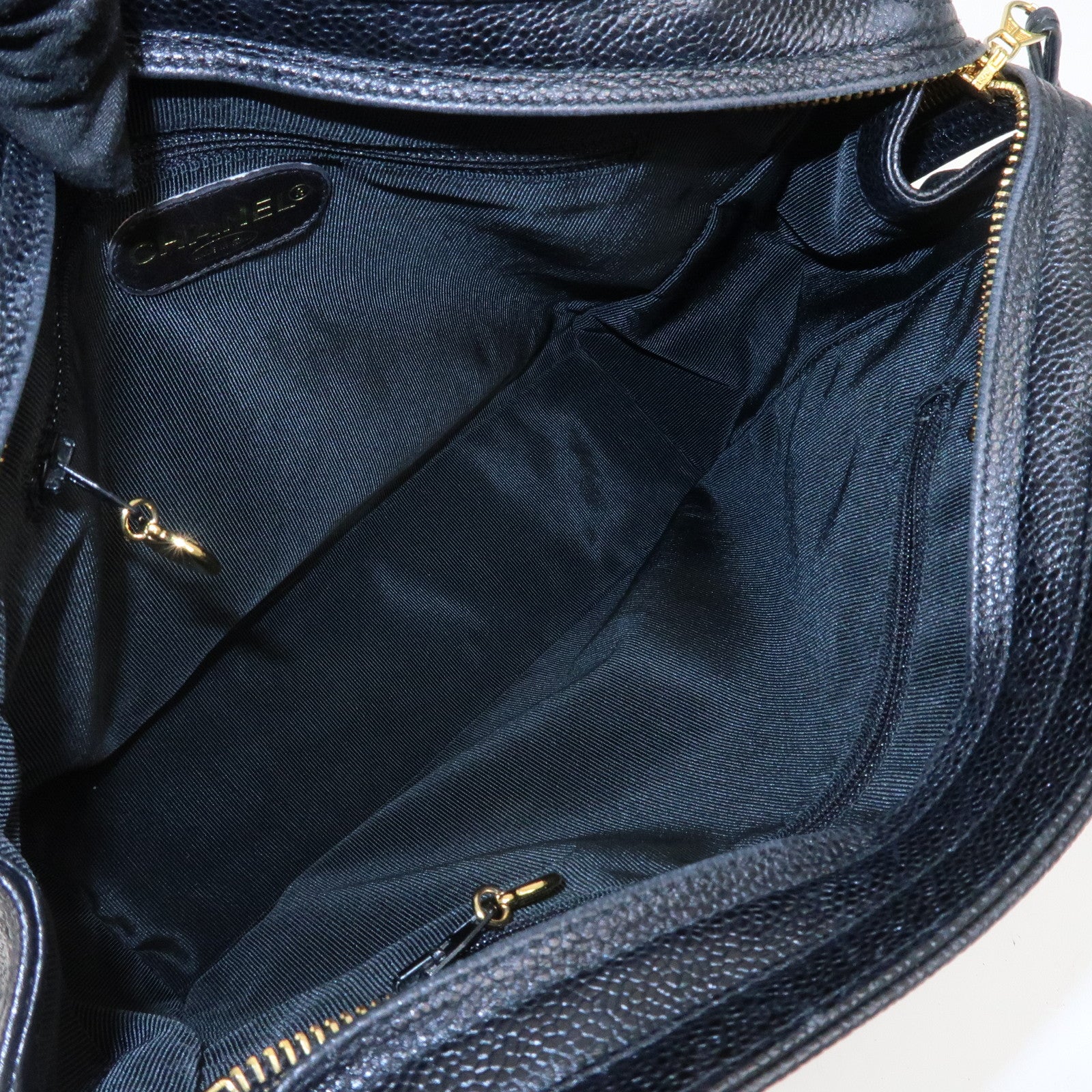 CHANEL Triple COCO Mark Caviarskin Chain Shoulder Bag Black