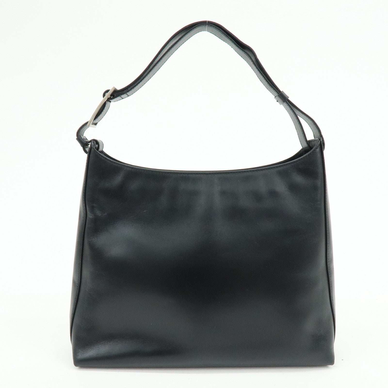 Ferragamo Gancini Leather Shoulder Bag Hand Bag Black