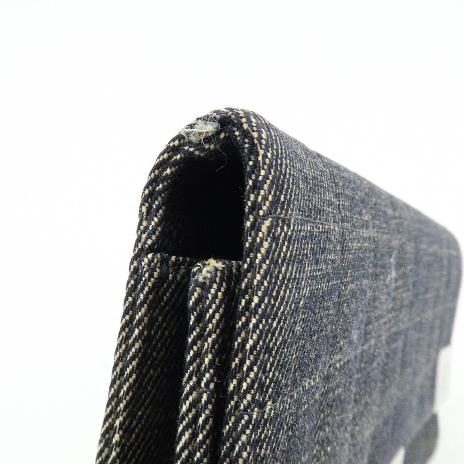 CHANEL Chocolate Bar COCO Mark Denim Clutch Bag Black