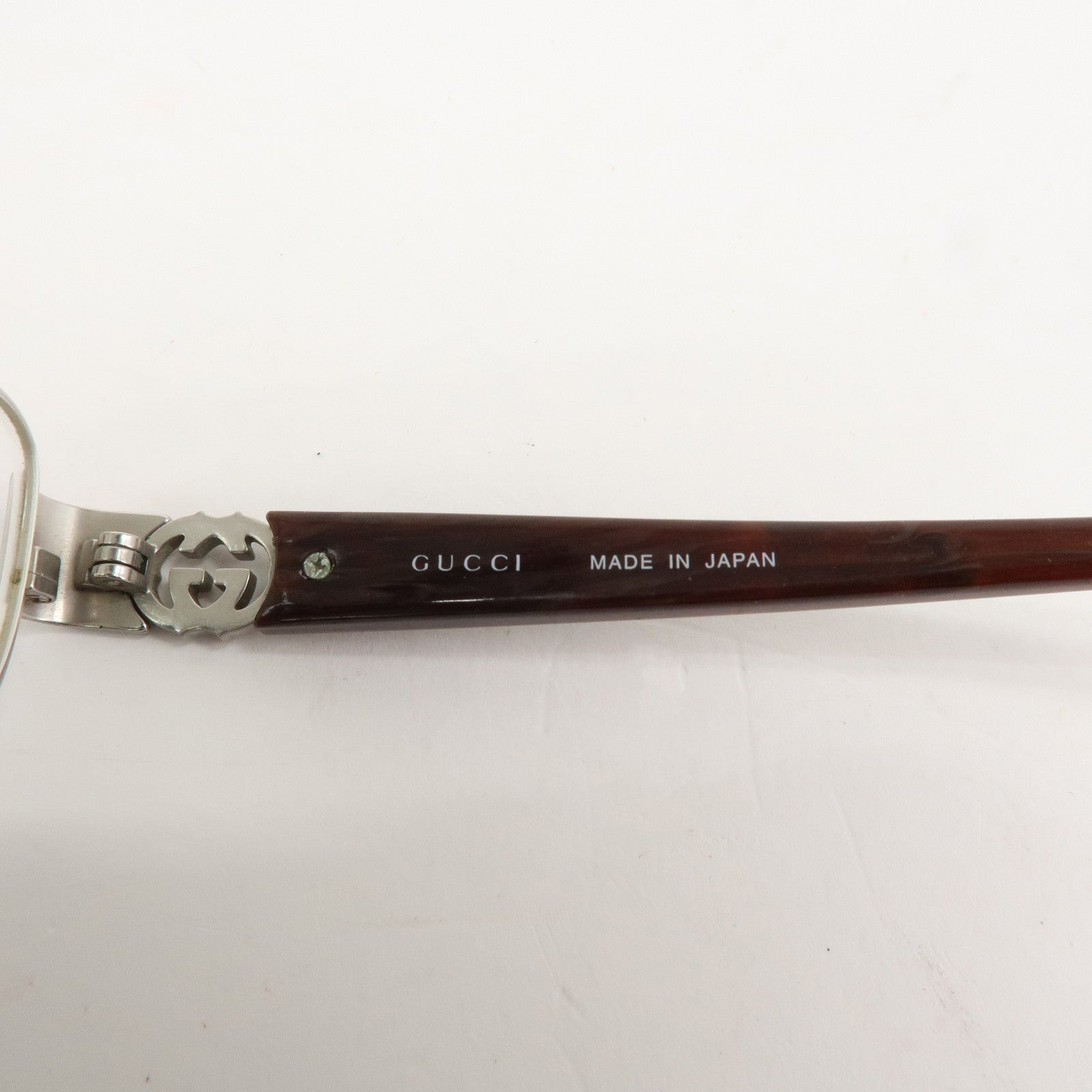 GUCCI Interlocking G Metal Plastic Glasses 56□15 Brown Silver Used