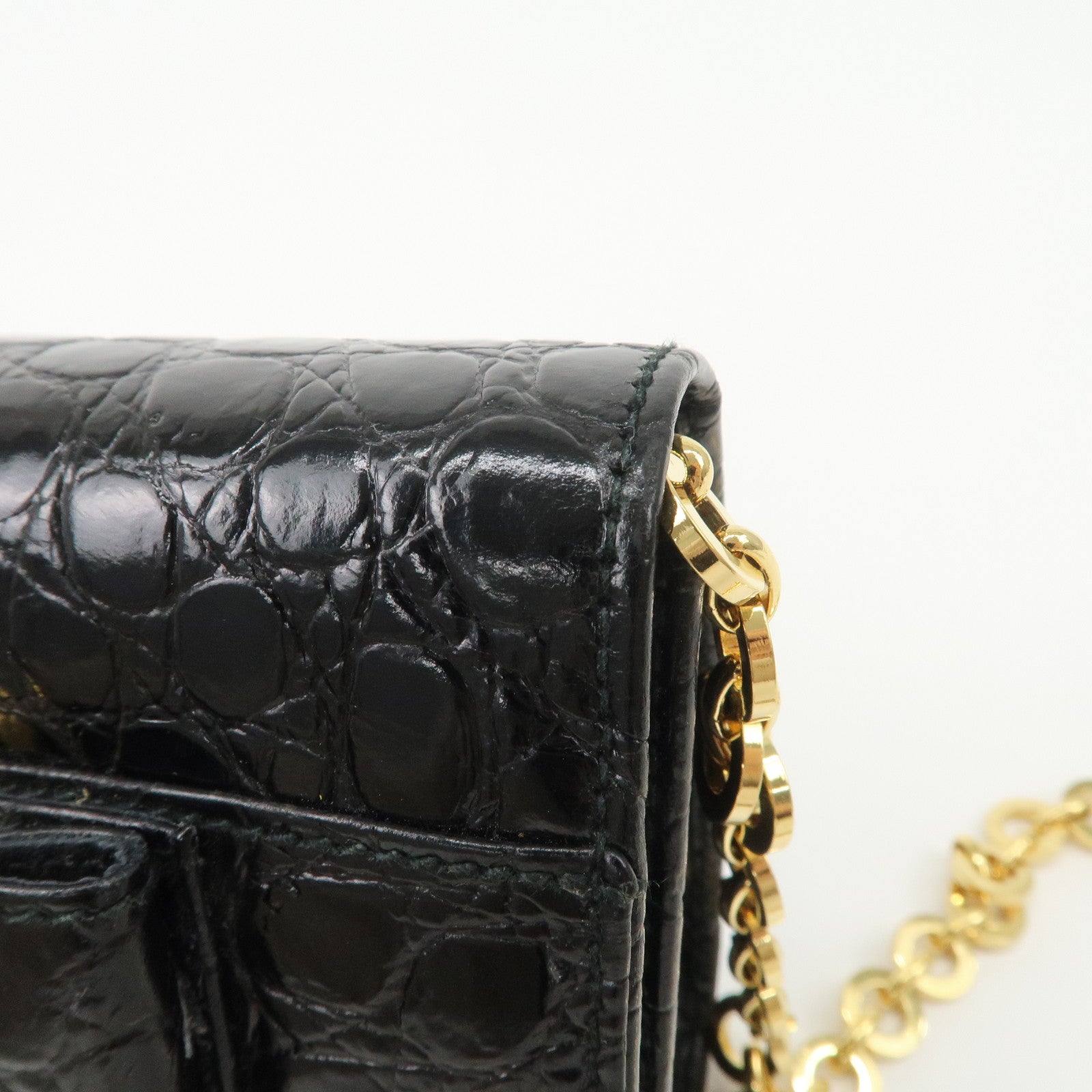 Ferragamo Vara Ribbon Leather Chain Shoulder Bag Black AQ213202