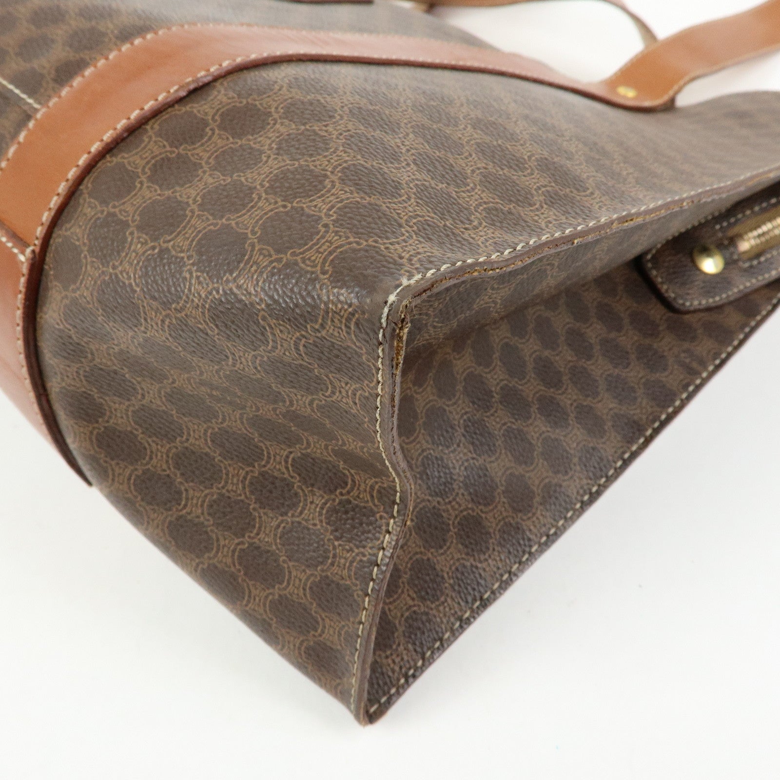 CELINE Macadam PVC Leather Tote Bag Shoulder Bag Brown