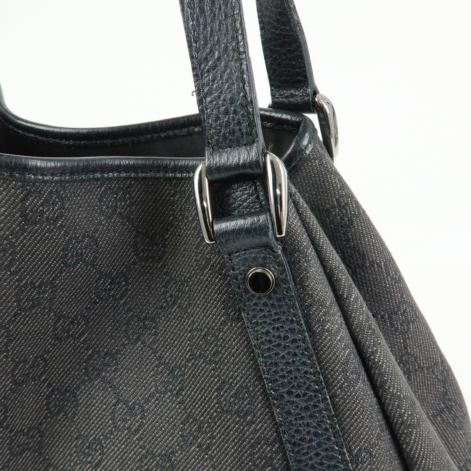 GUCCI Abbey GG Monogram Denim Tote Bag Hand Bag Black 293578