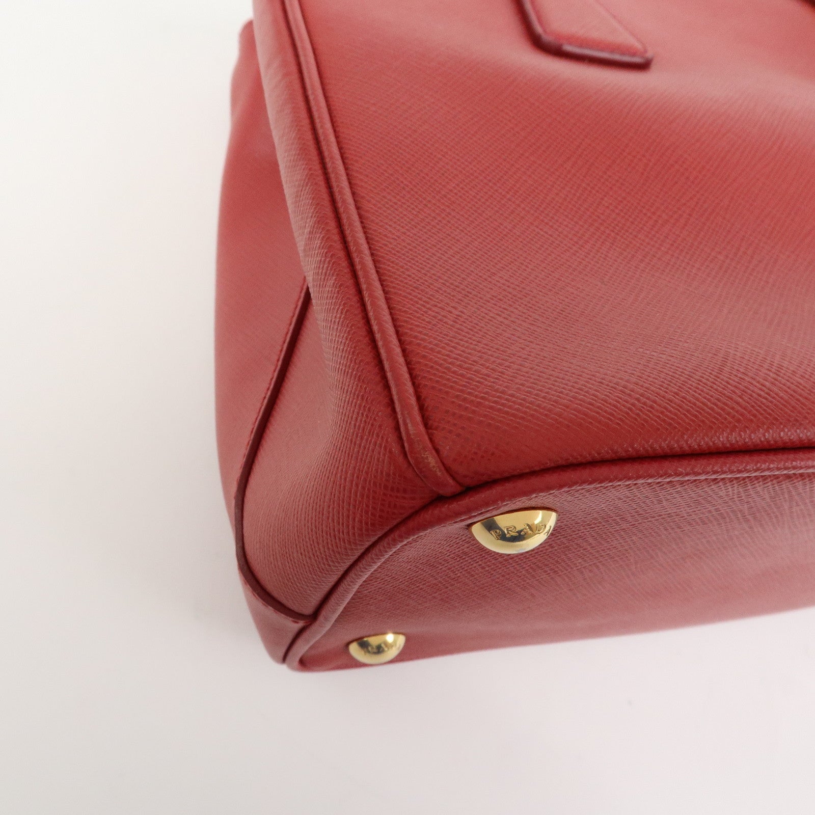 PRADA Triangle Logo Saffiano Leather Galleria 2WAY Bag Red BN1874