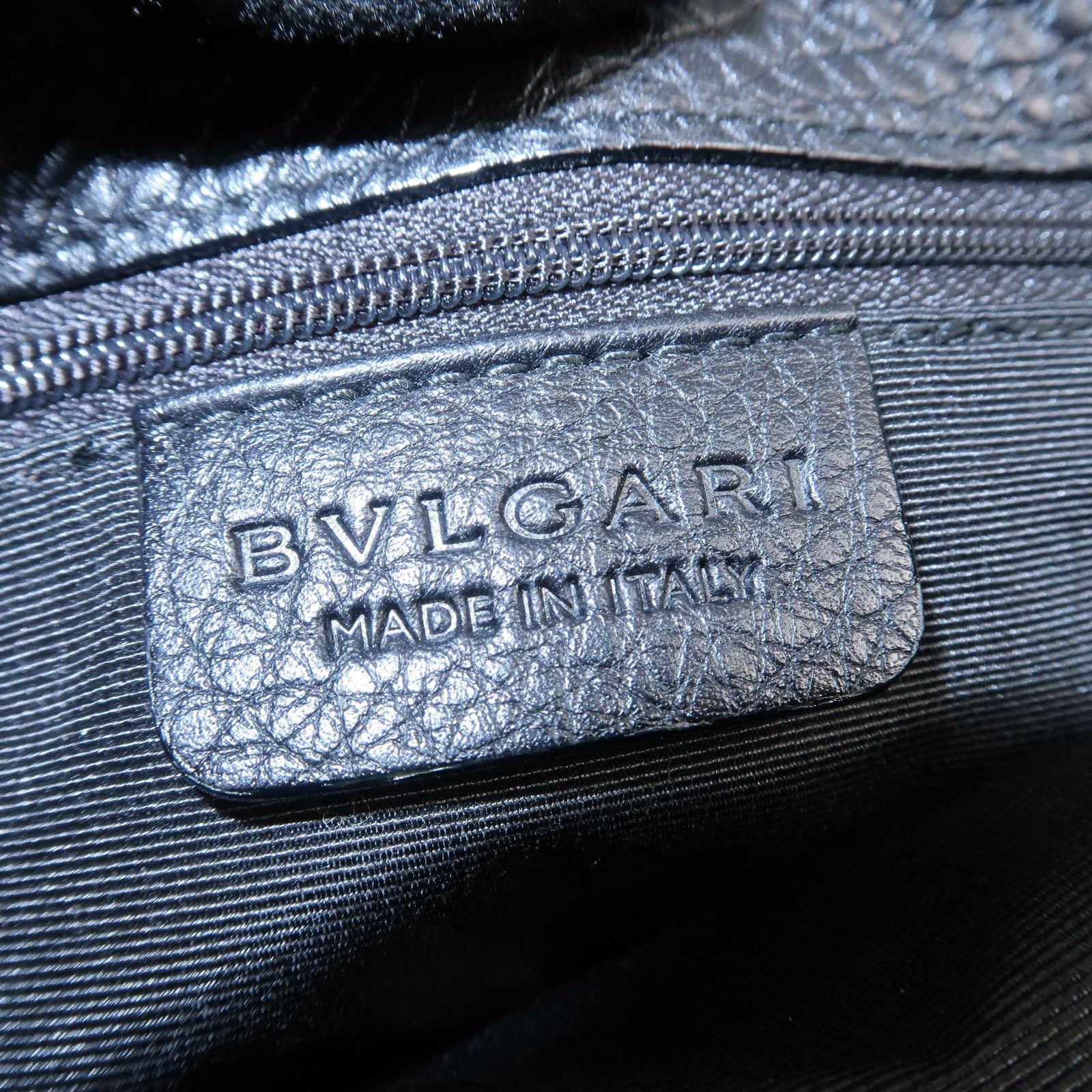 BVLGARI Logo Mania Canvas Leather Tote Bag Black Gold Hardware Used