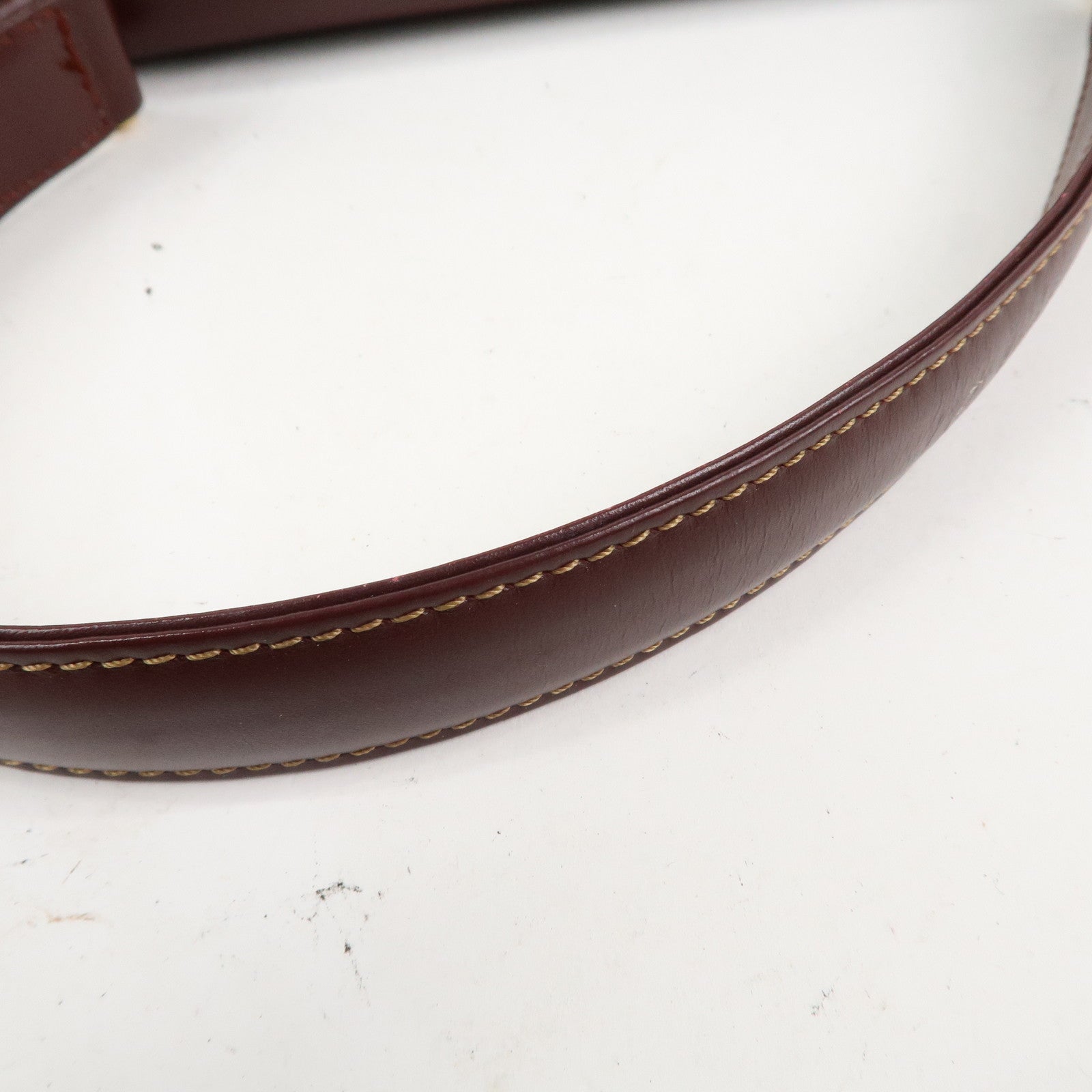 Cartier Must Line Leather Hand Bag Bordeaux Gold HDW