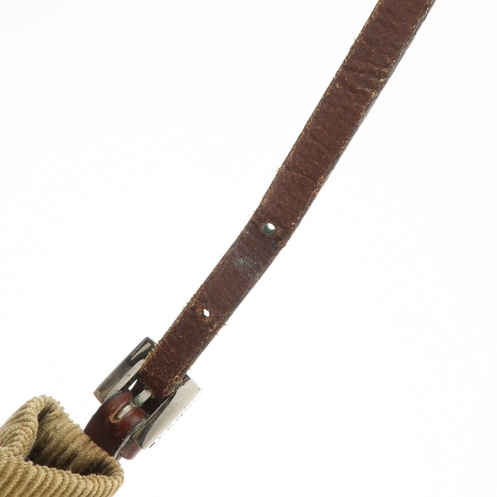 FENDI Corduroy Leather Shoulder Bag Hand Bag Brown 26778