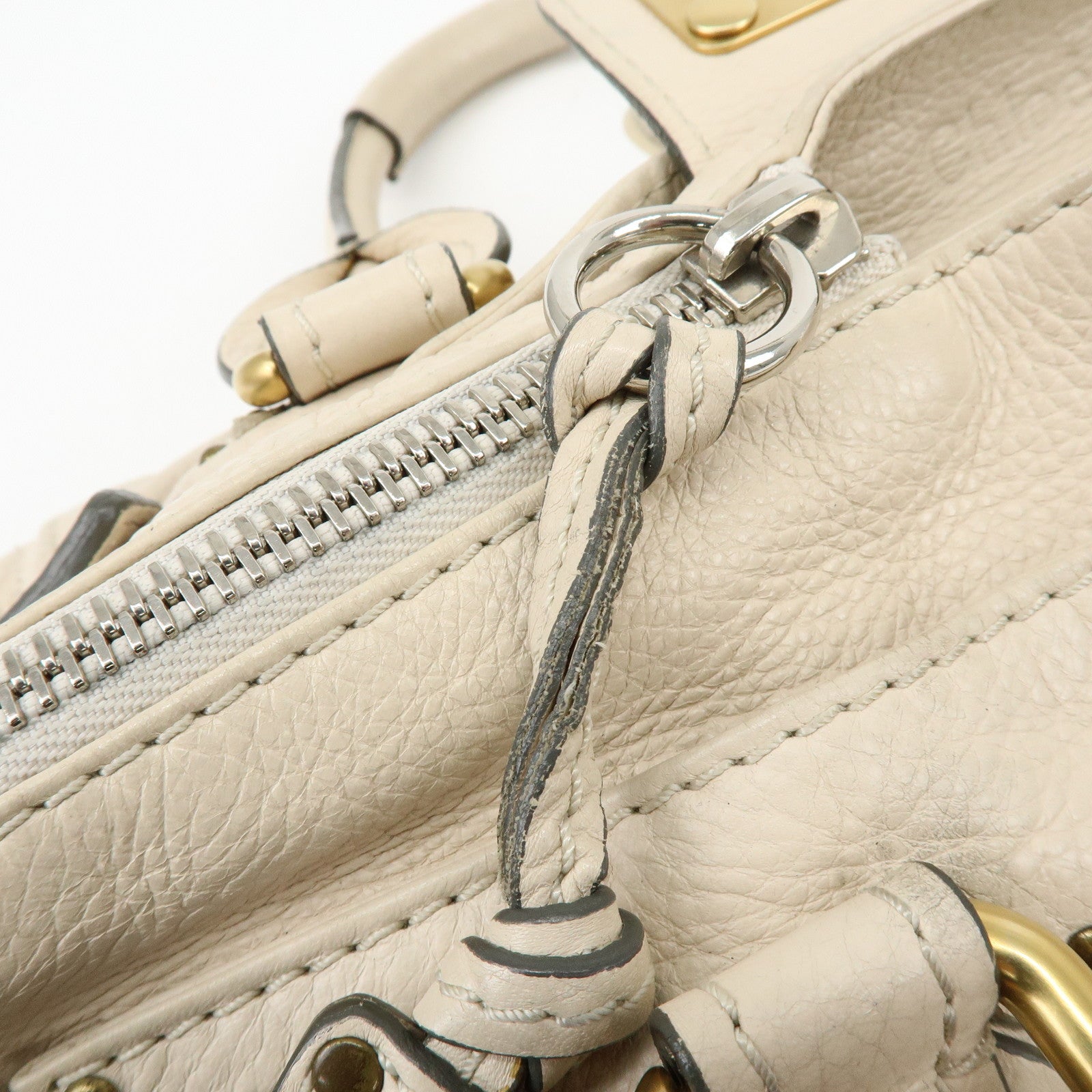 Chloe Paddington Leather Hand Bag Boston Bag Shoulder Bag Ivory