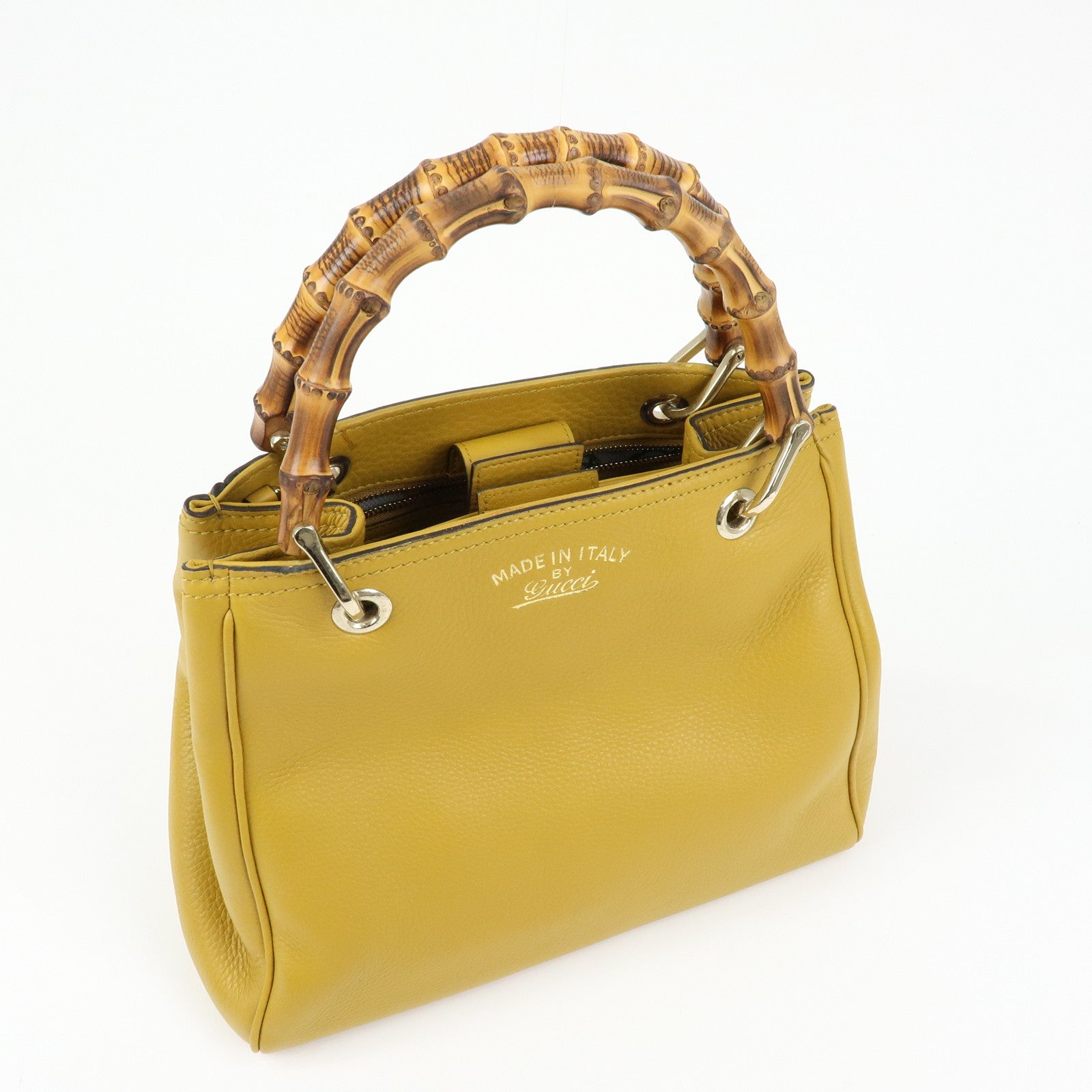 GUCCI Bamboo Leather 2Way Bag GUCCI 50years in Japan Mustard 336032