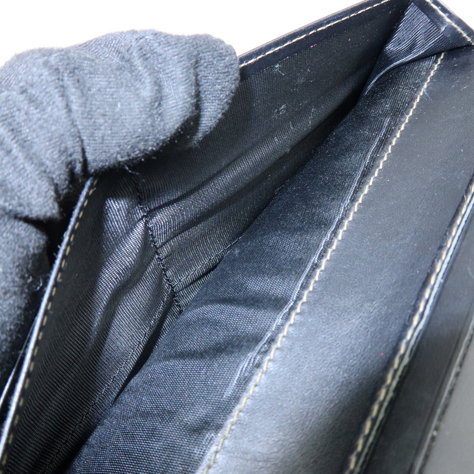 FENDI Pequin Leather PVC Long Wallet Beige Black 30806